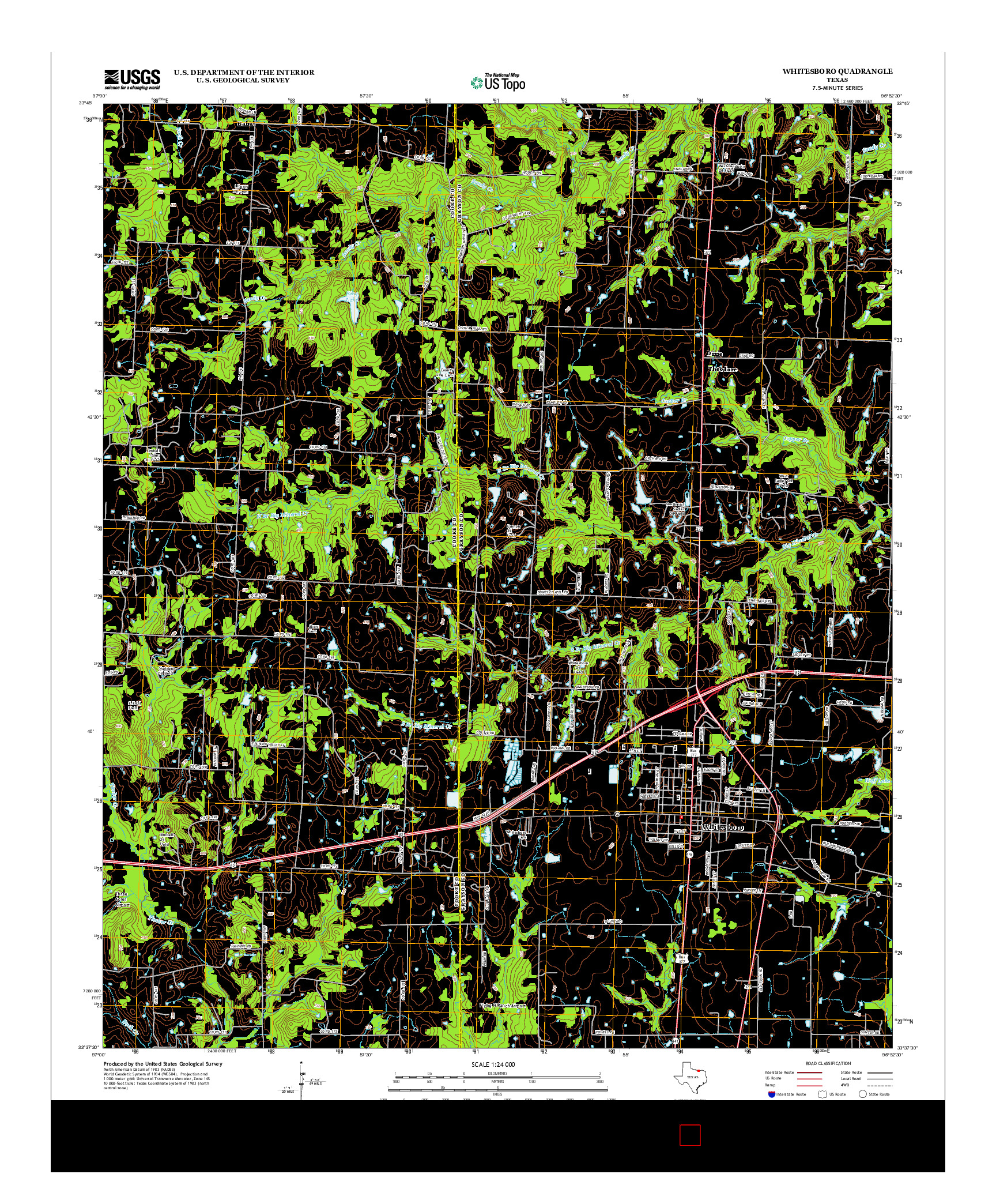 USGS US TOPO 7.5-MINUTE MAP FOR WHITESBORO, TX 2013