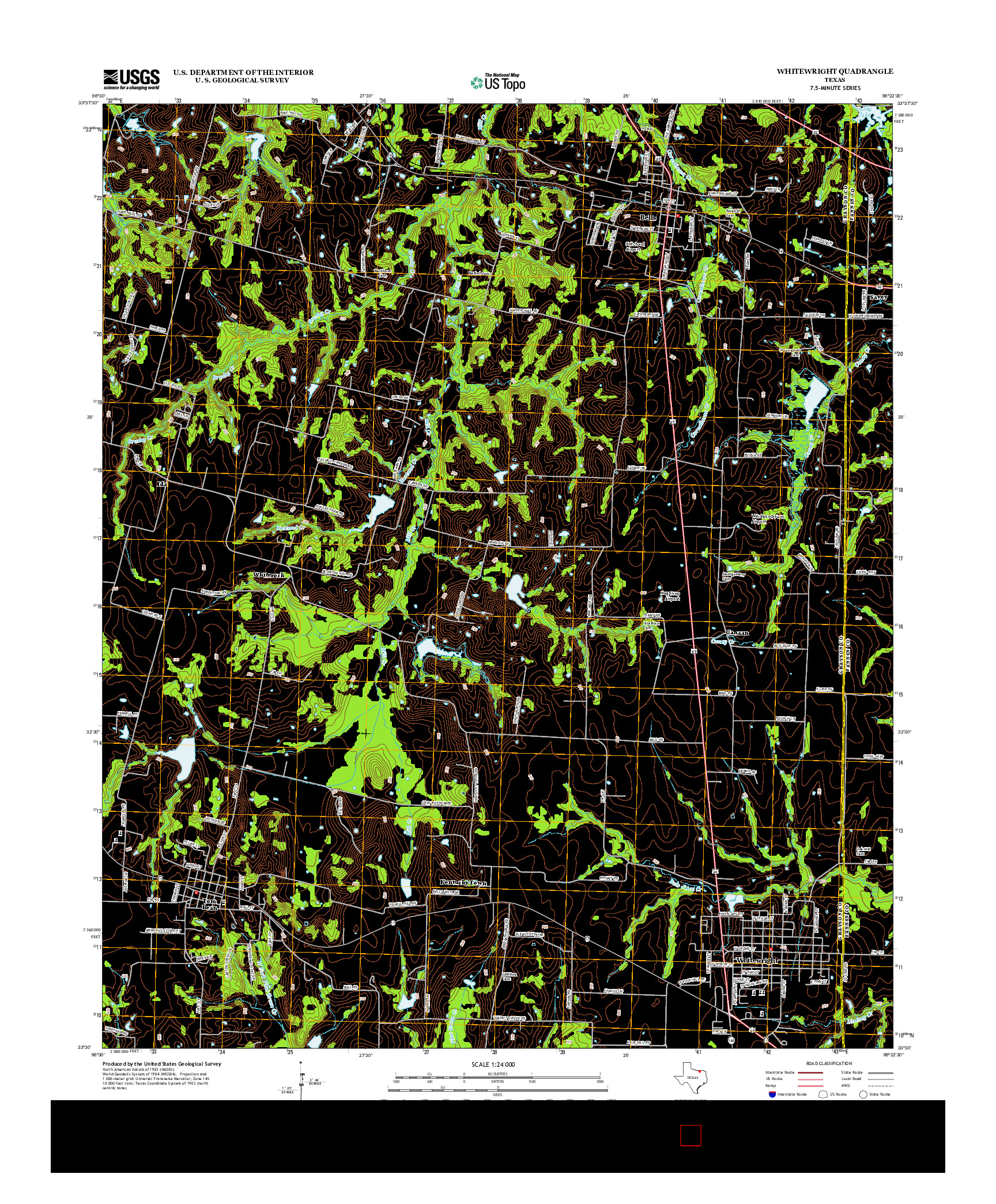 USGS US TOPO 7.5-MINUTE MAP FOR WHITEWRIGHT, TX 2013