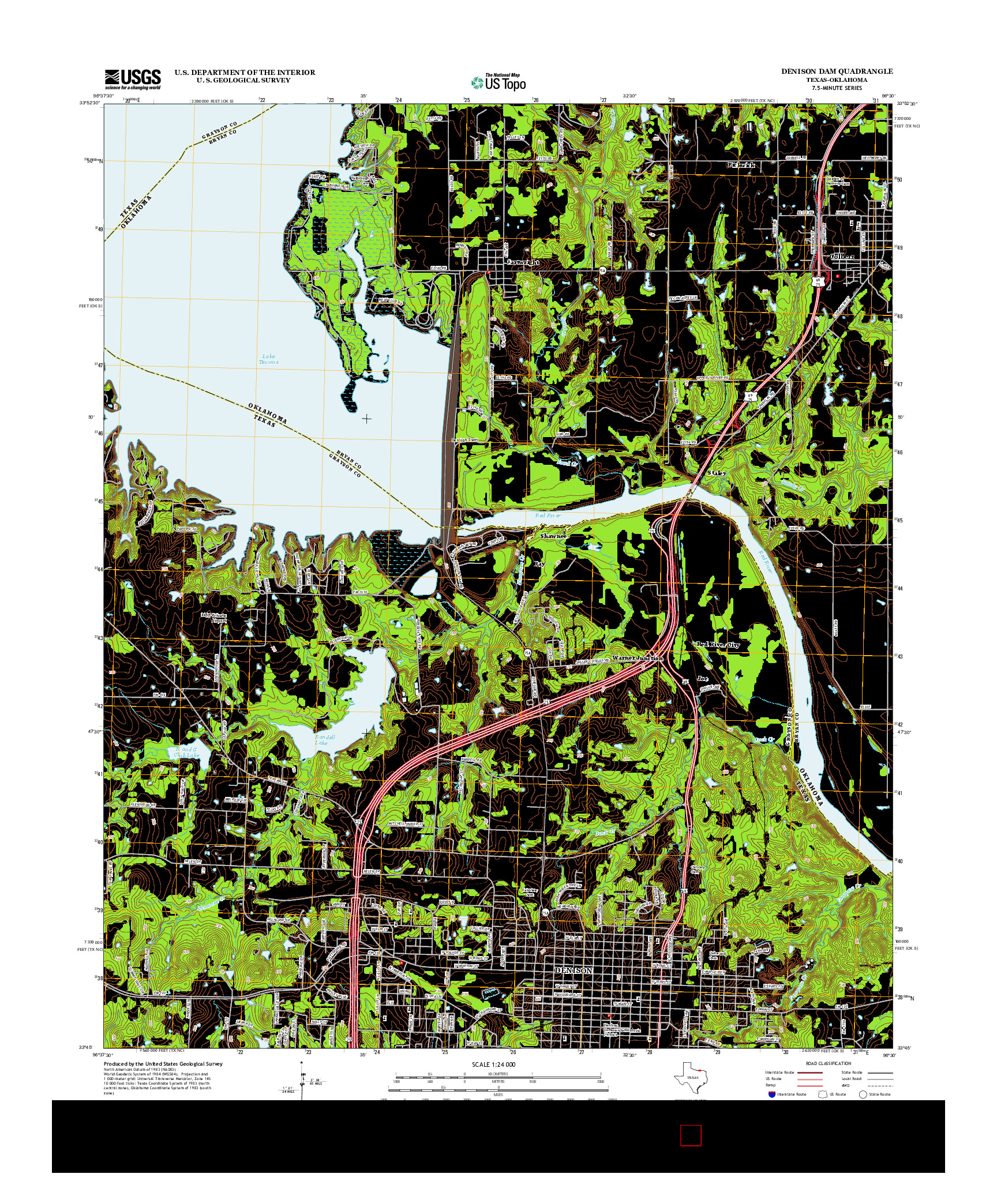 USGS US TOPO 7.5-MINUTE MAP FOR DENISON DAM, TX-OK 2013