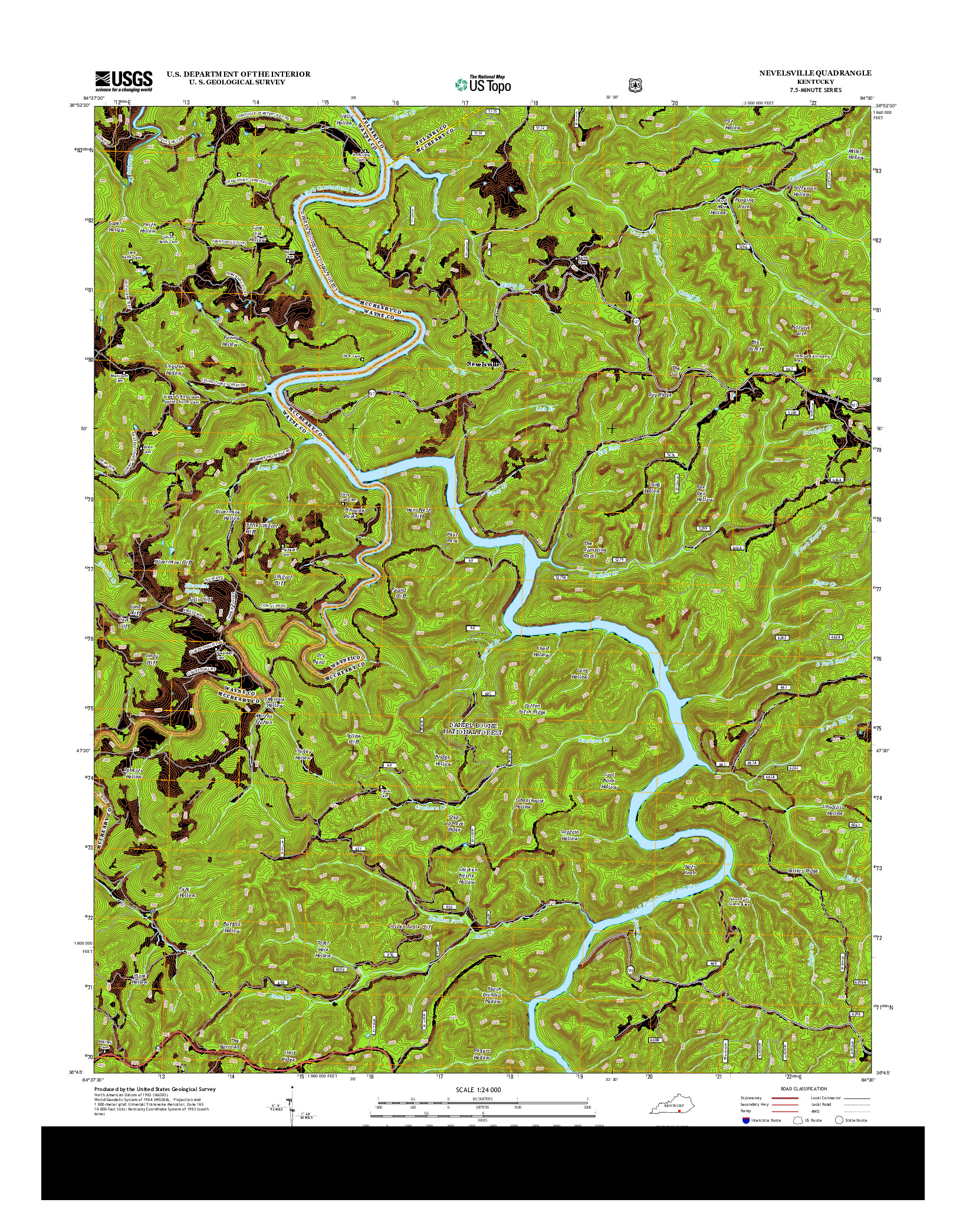 USGS US TOPO 7.5-MINUTE MAP FOR NEVELSVILLE, KY 2013
