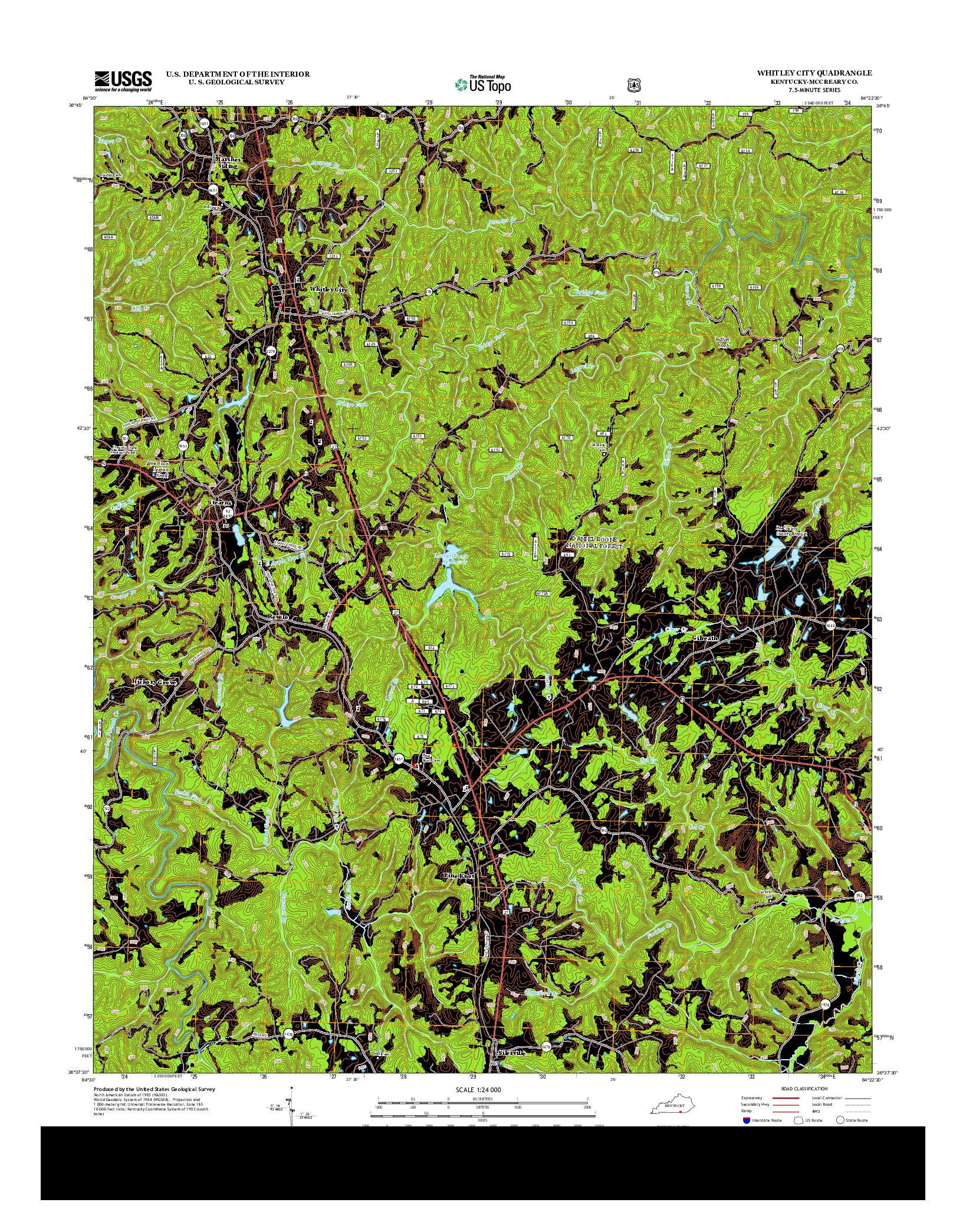 USGS US TOPO 7.5-MINUTE MAP FOR WHITLEY CITY, KY 2013
