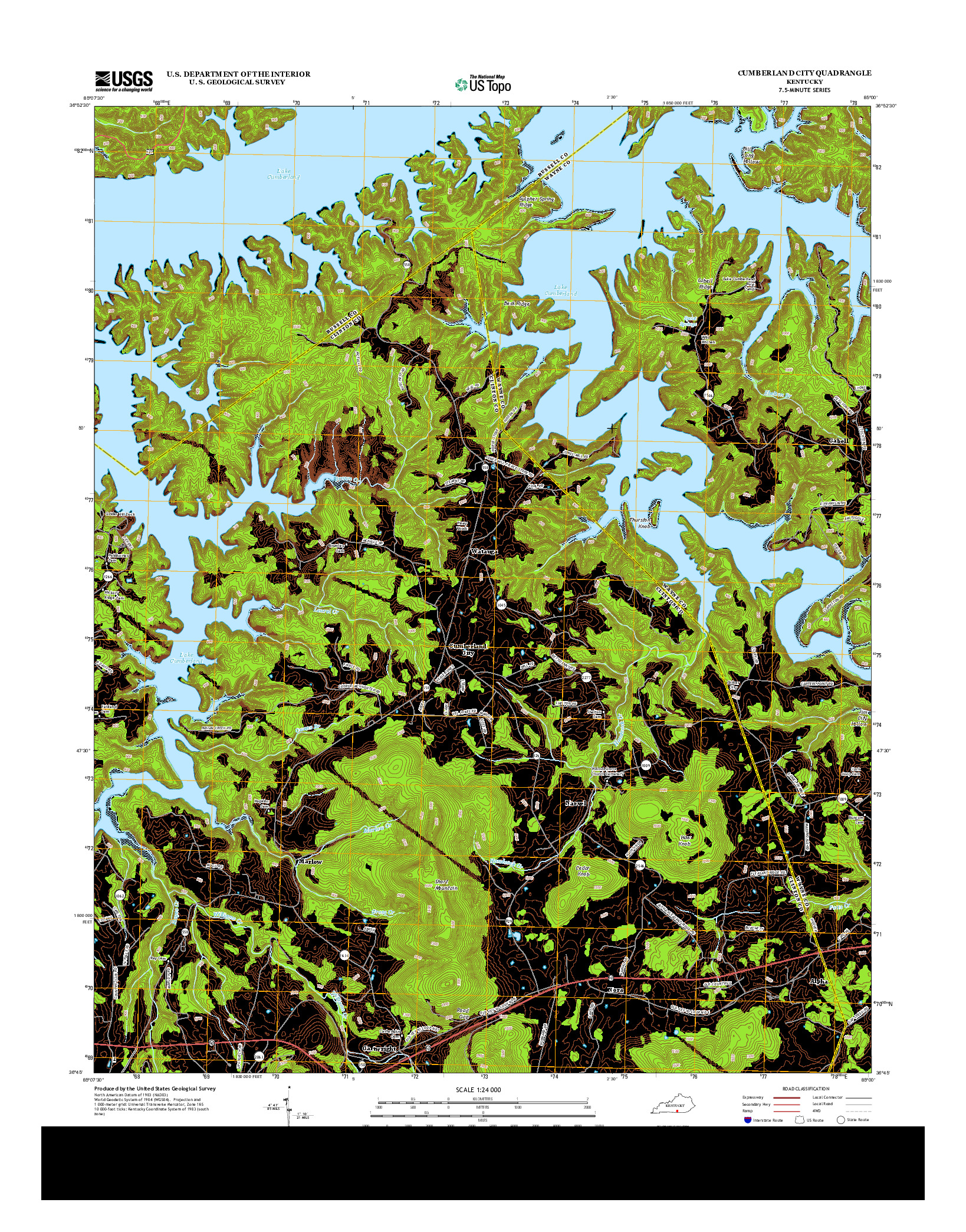 USGS US TOPO 7.5-MINUTE MAP FOR CUMBERLAND CITY, KY 2013