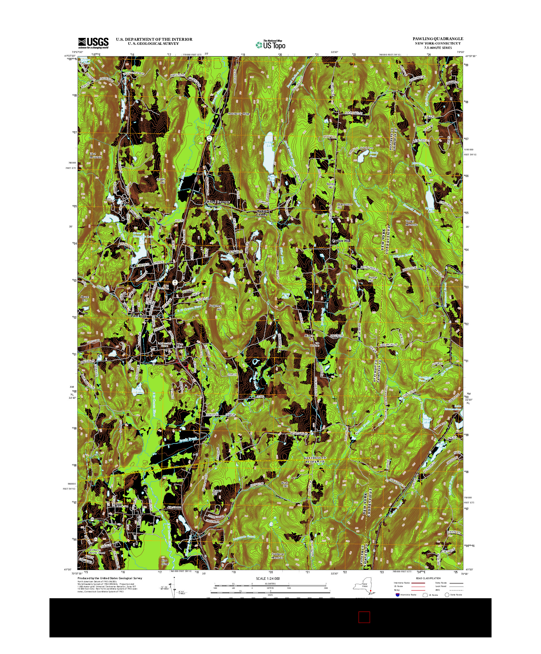 USGS US TOPO 7.5-MINUTE MAP FOR PAWLING, NY-CT 2013
