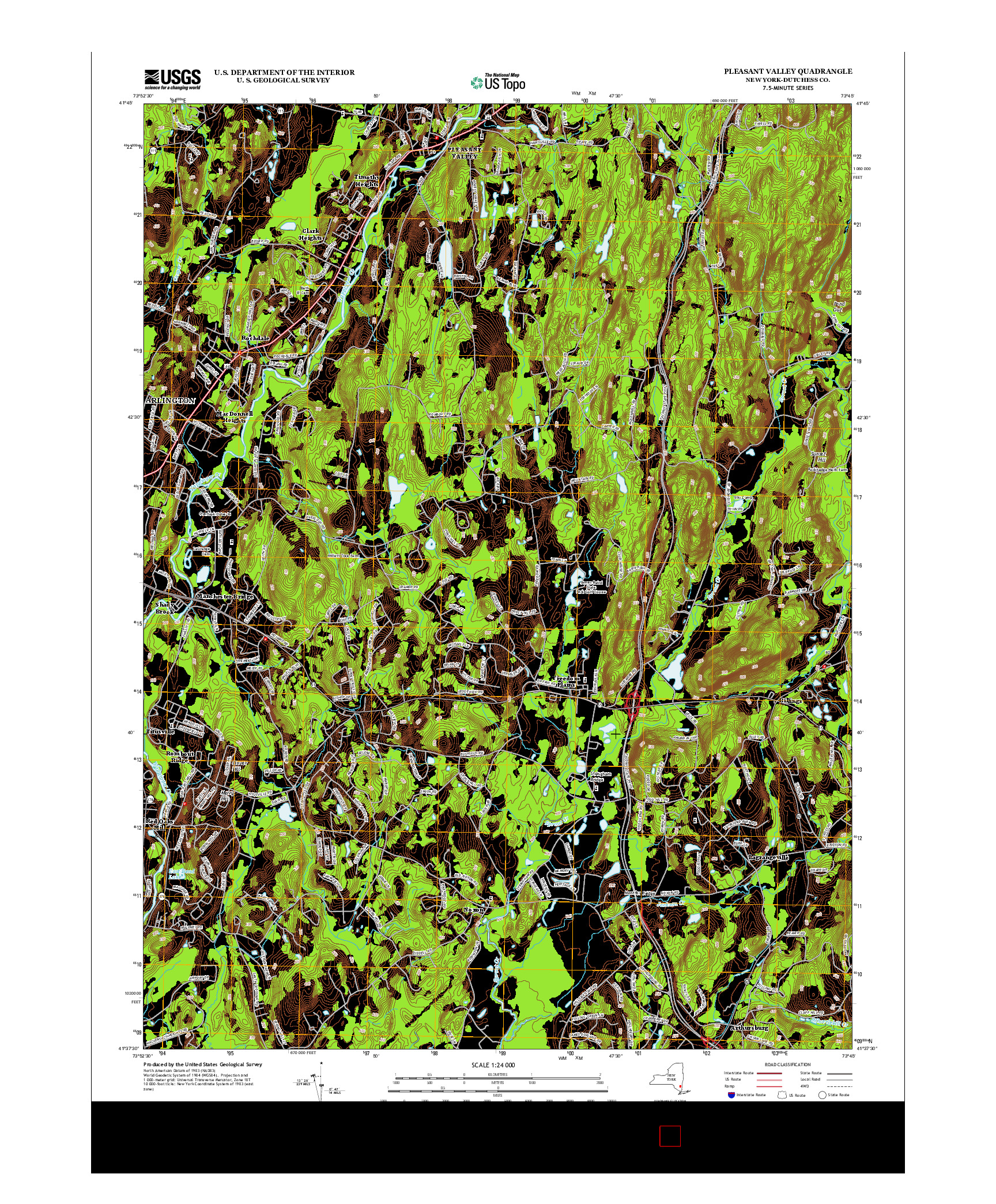 USGS US TOPO 7.5-MINUTE MAP FOR PLEASANT VALLEY, NY 2013