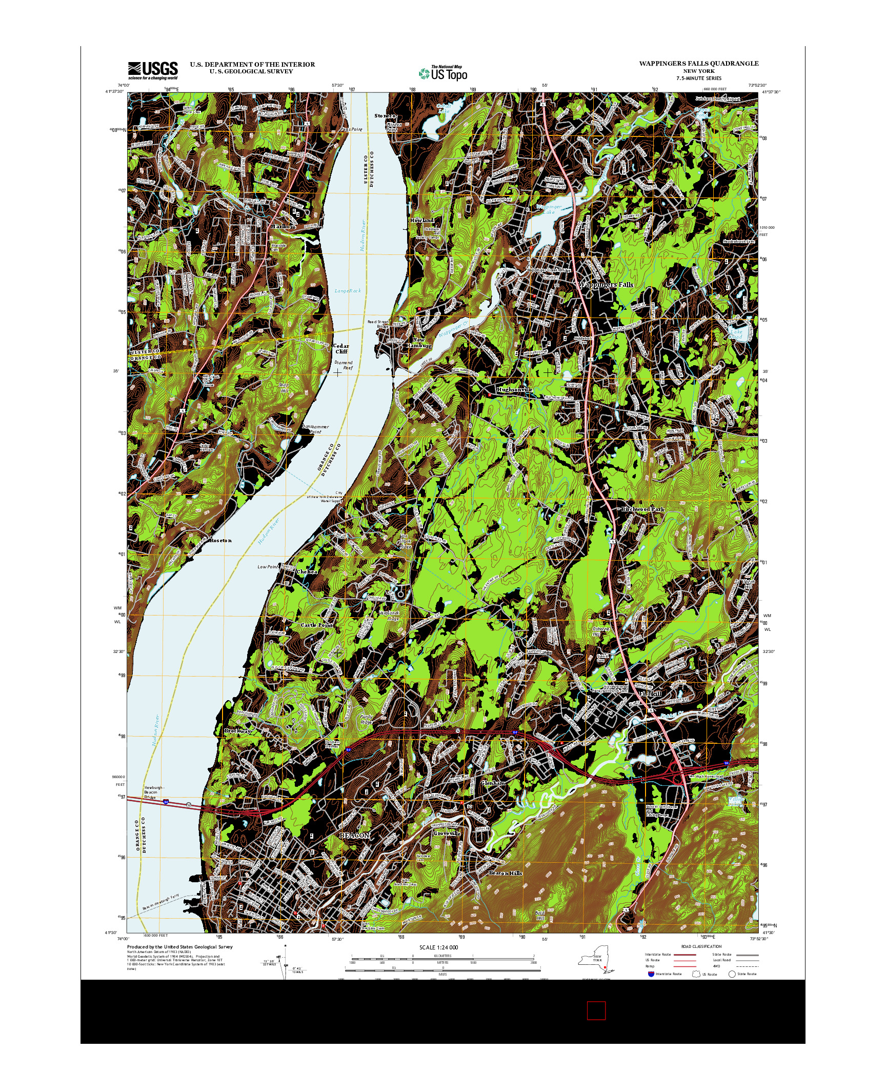 USGS US TOPO 7.5-MINUTE MAP FOR WAPPINGERS FALLS, NY 2013