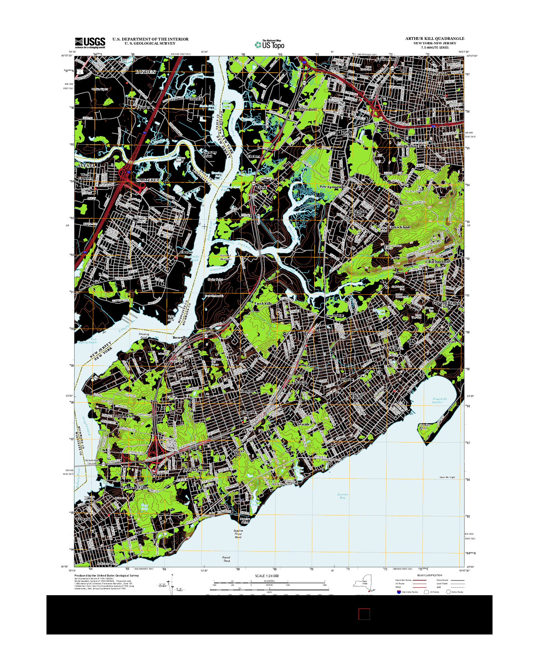 USGS US TOPO 7.5-MINUTE MAP FOR ARTHUR KILL, NY-NJ 2013