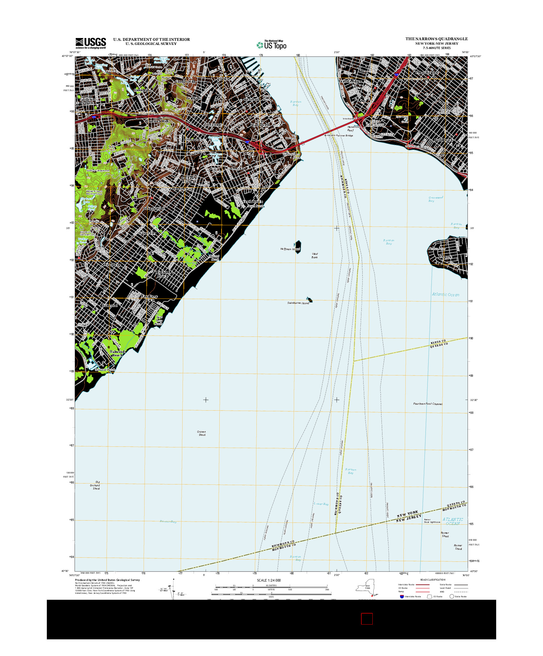 USGS US TOPO 7.5-MINUTE MAP FOR THE NARROWS, NY-NJ 2013