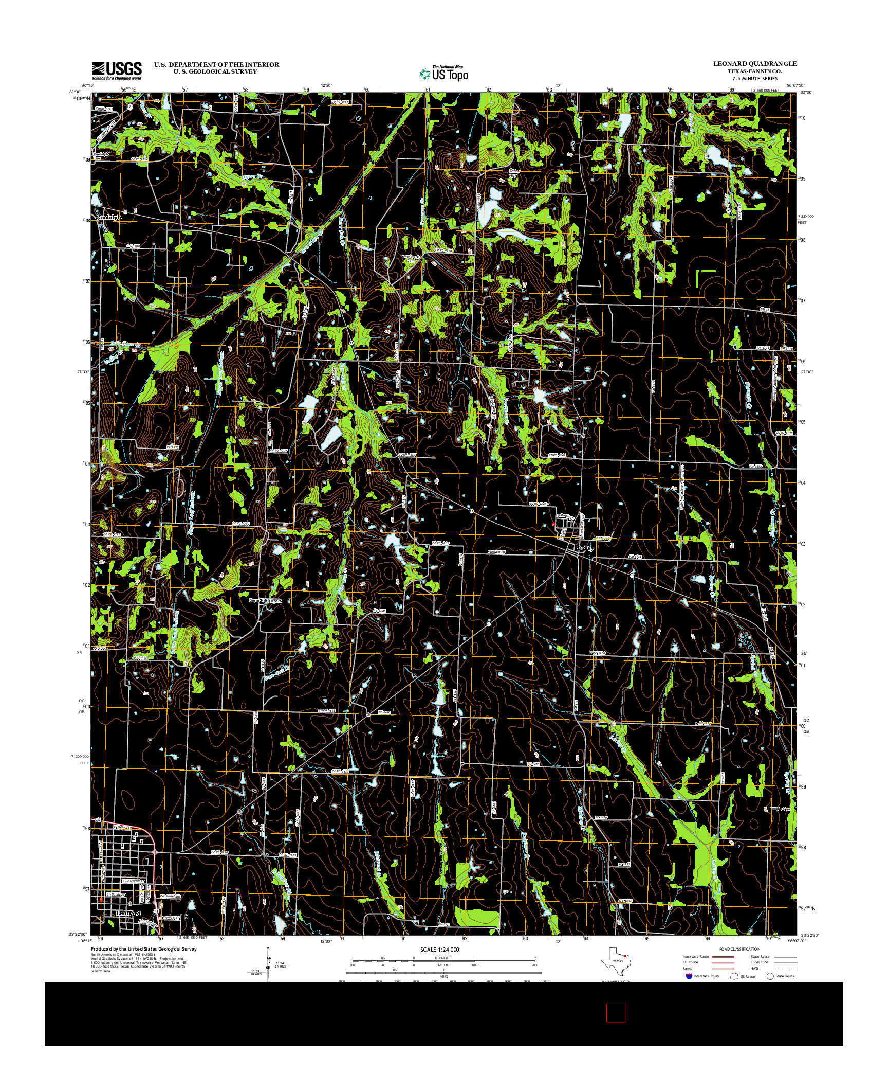 USGS US TOPO 7.5-MINUTE MAP FOR LEONARD, TX 2013