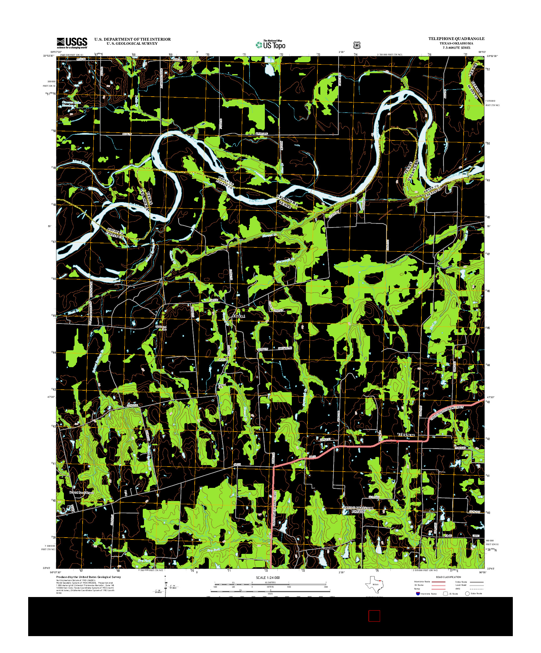 USGS US TOPO 7.5-MINUTE MAP FOR TELEPHONE, TX-OK 2013