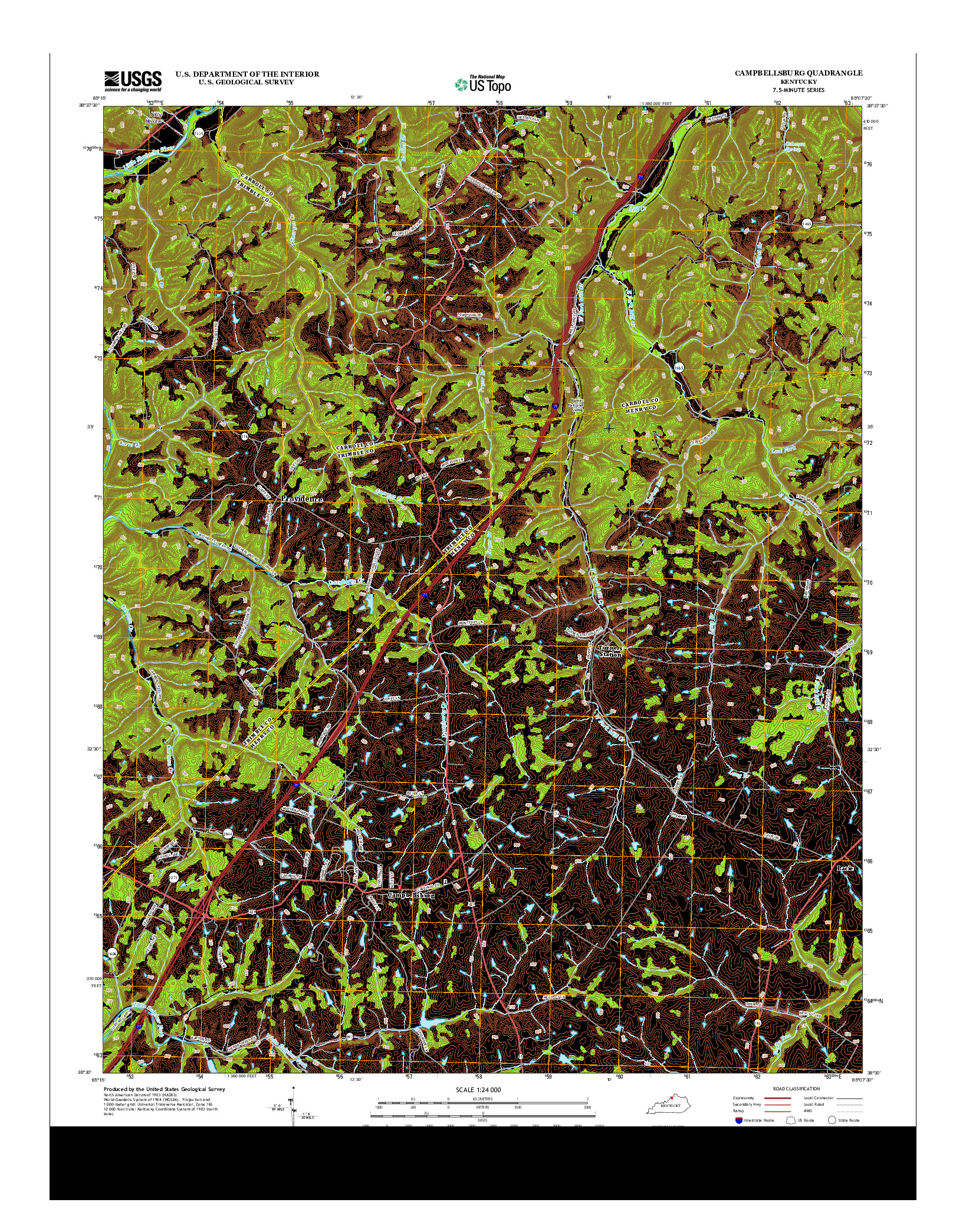 USGS US TOPO 7.5-MINUTE MAP FOR CAMPBELLSBURG, KY 2013