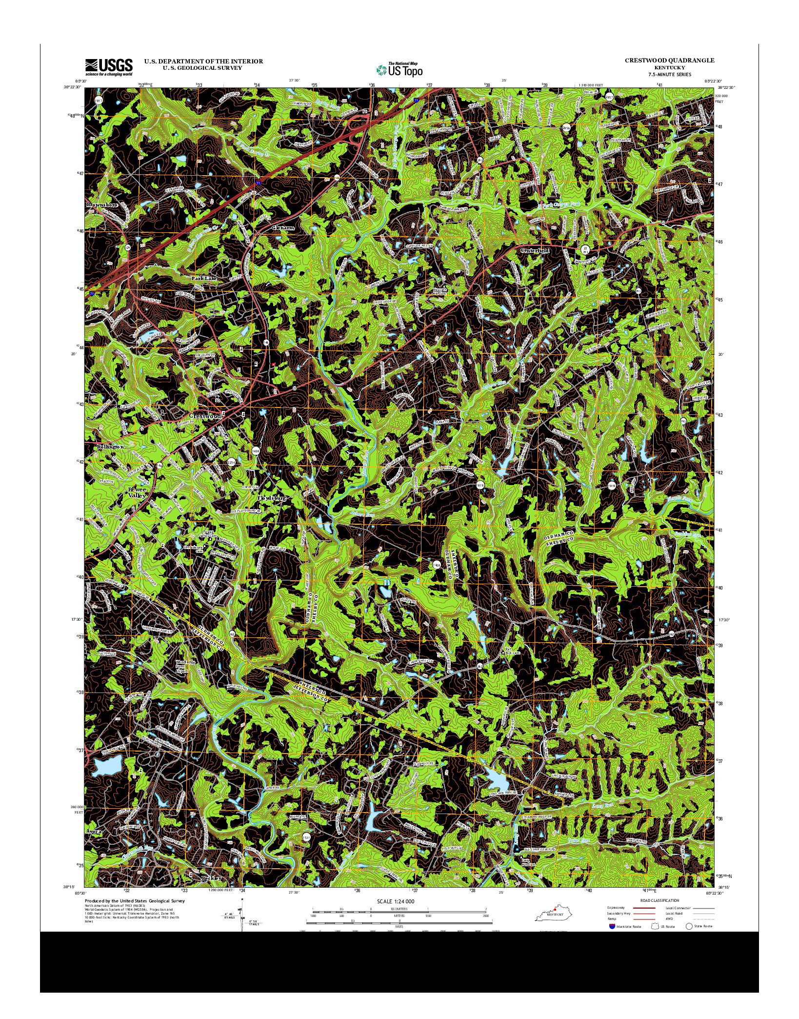 USGS US TOPO 7.5-MINUTE MAP FOR CRESTWOOD, KY 2013