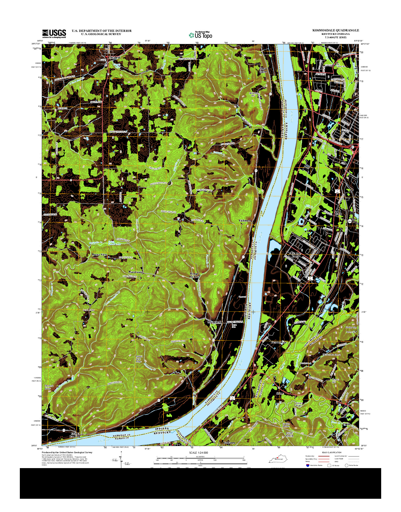 USGS US TOPO 7.5-MINUTE MAP FOR KOSMOSDALE, KY-IN 2013