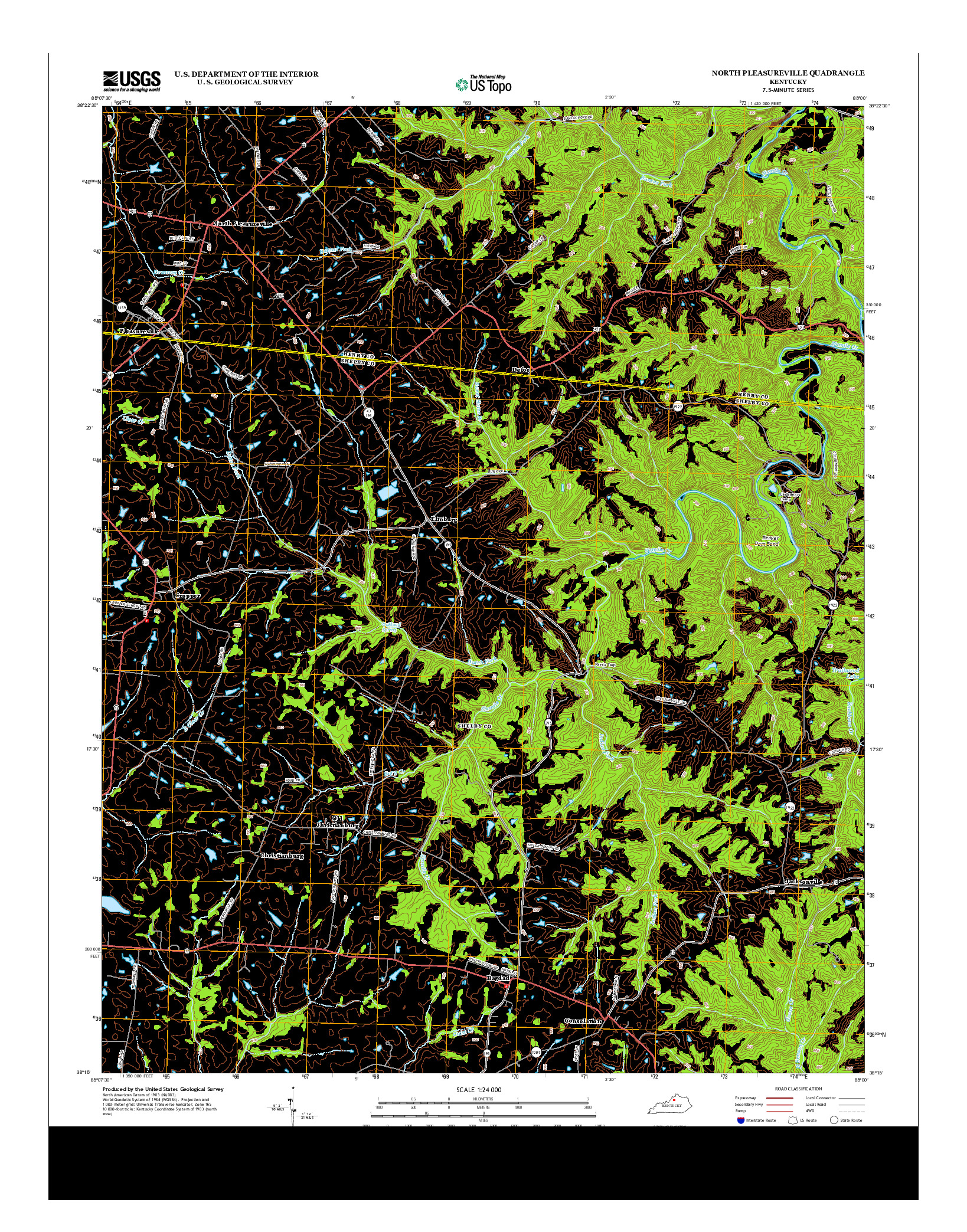 USGS US TOPO 7.5-MINUTE MAP FOR NORTH PLEASUREVILLE, KY 2013