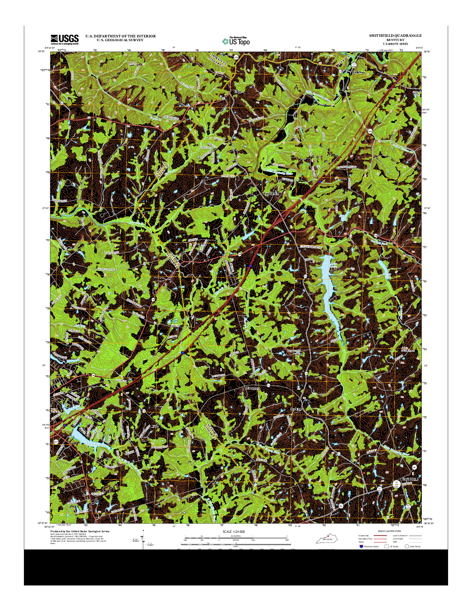 USGS US TOPO 7.5-MINUTE MAP FOR SMITHFIELD, KY 2013