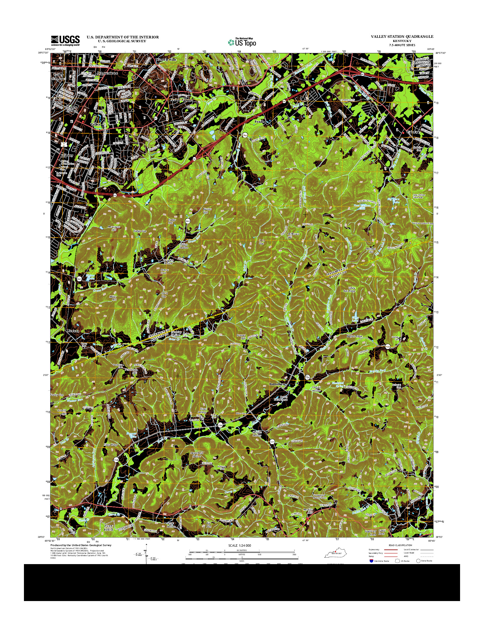 USGS US TOPO 7.5-MINUTE MAP FOR VALLEY STATION, KY 2013