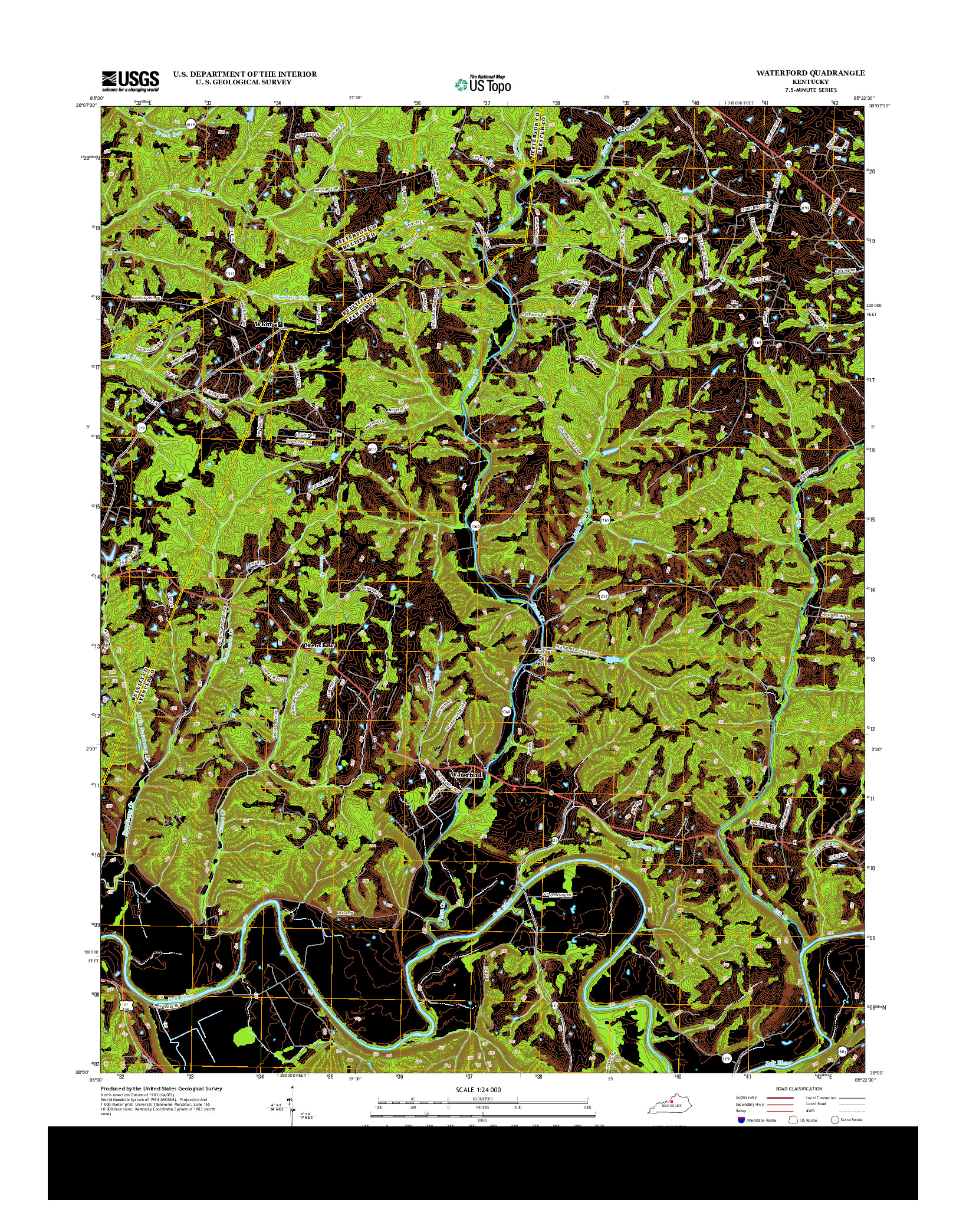 USGS US TOPO 7.5-MINUTE MAP FOR WATERFORD, KY 2013