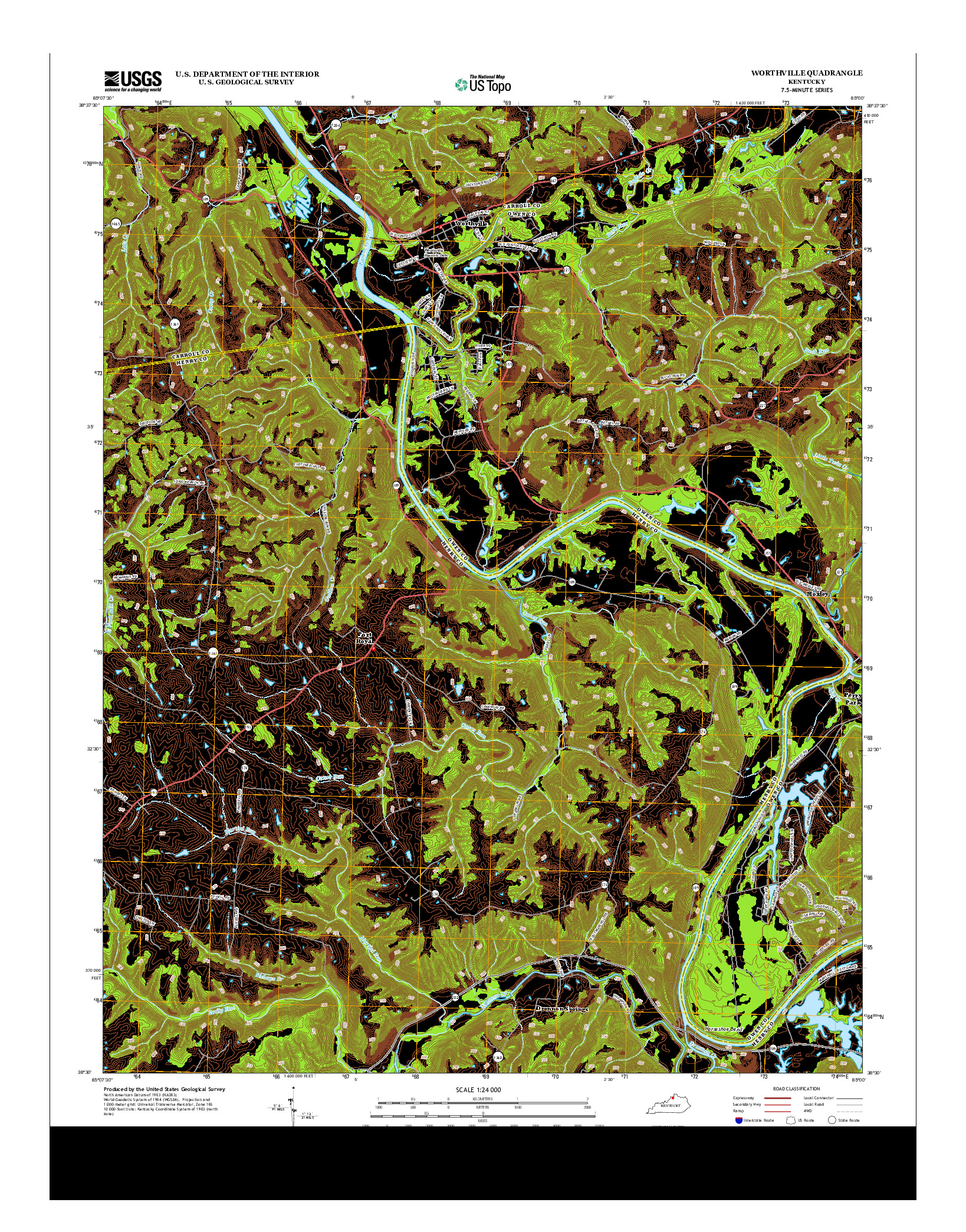 USGS US TOPO 7.5-MINUTE MAP FOR WORTHVILLE, KY 2013