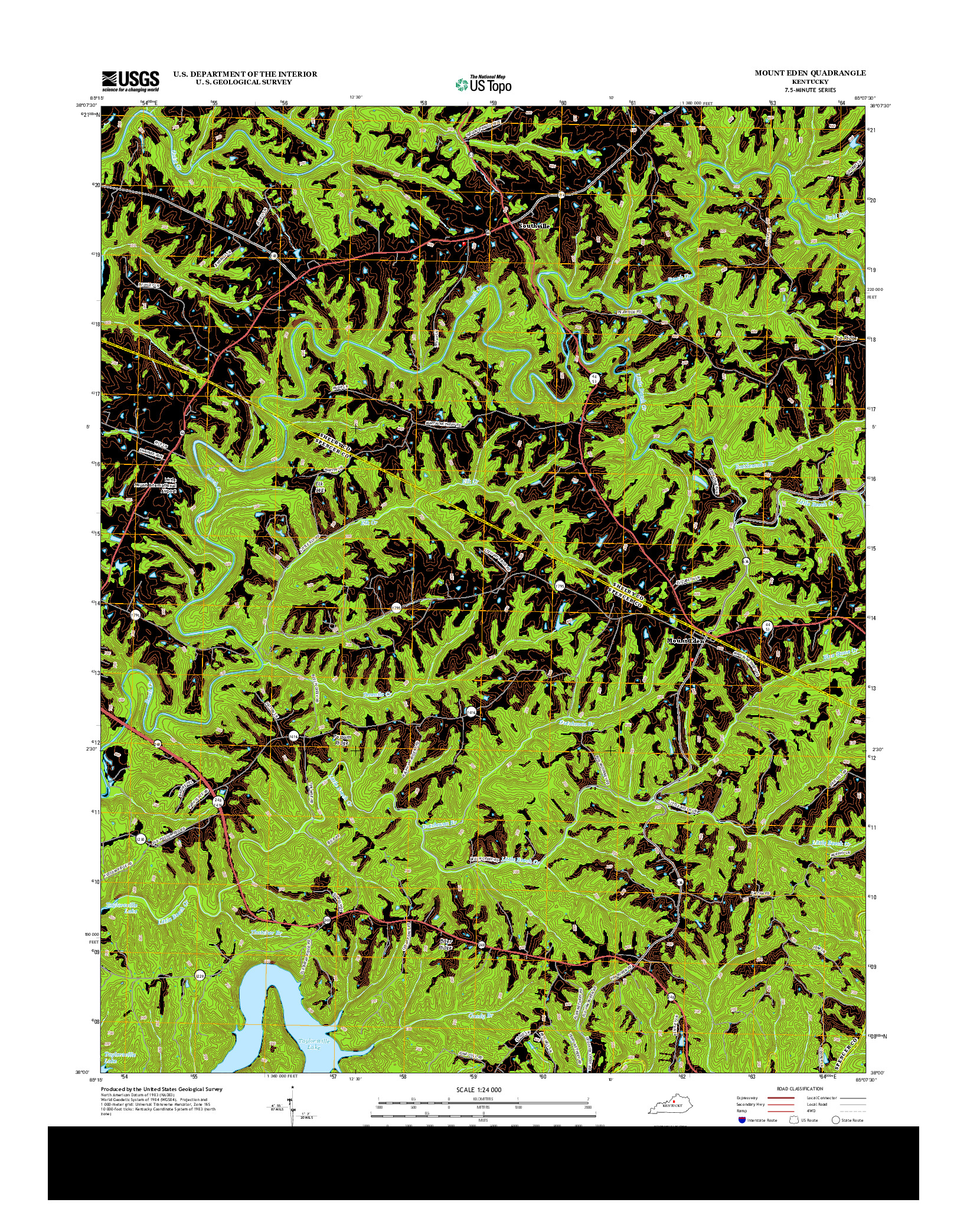 USGS US TOPO 7.5-MINUTE MAP FOR MOUNT EDEN, KY 2013