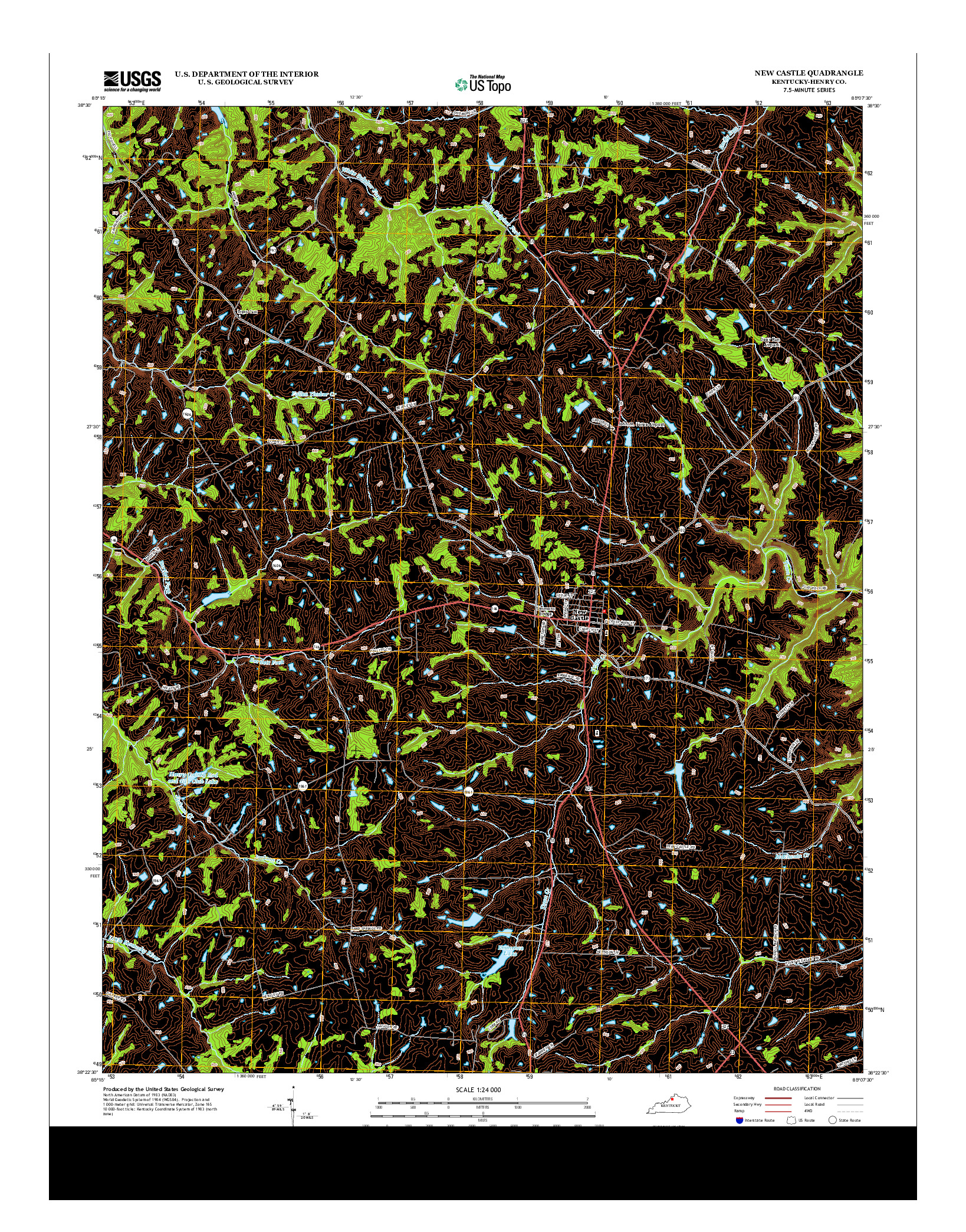 USGS US TOPO 7.5-MINUTE MAP FOR NEW CASTLE, KY 2013
