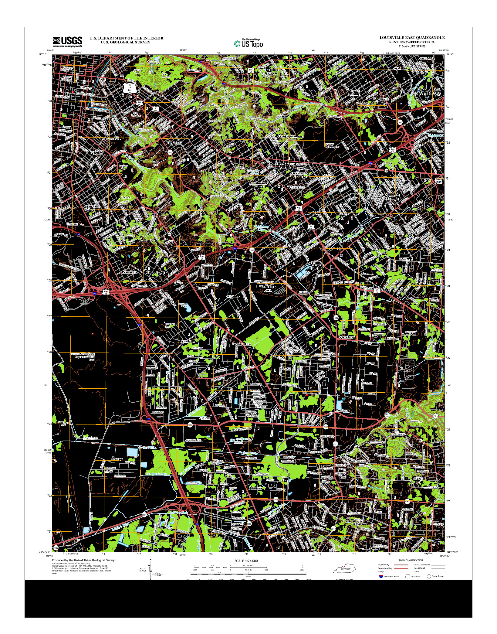 USGS US TOPO 7.5-MINUTE MAP FOR LOUISVILLE EAST, KY 2013