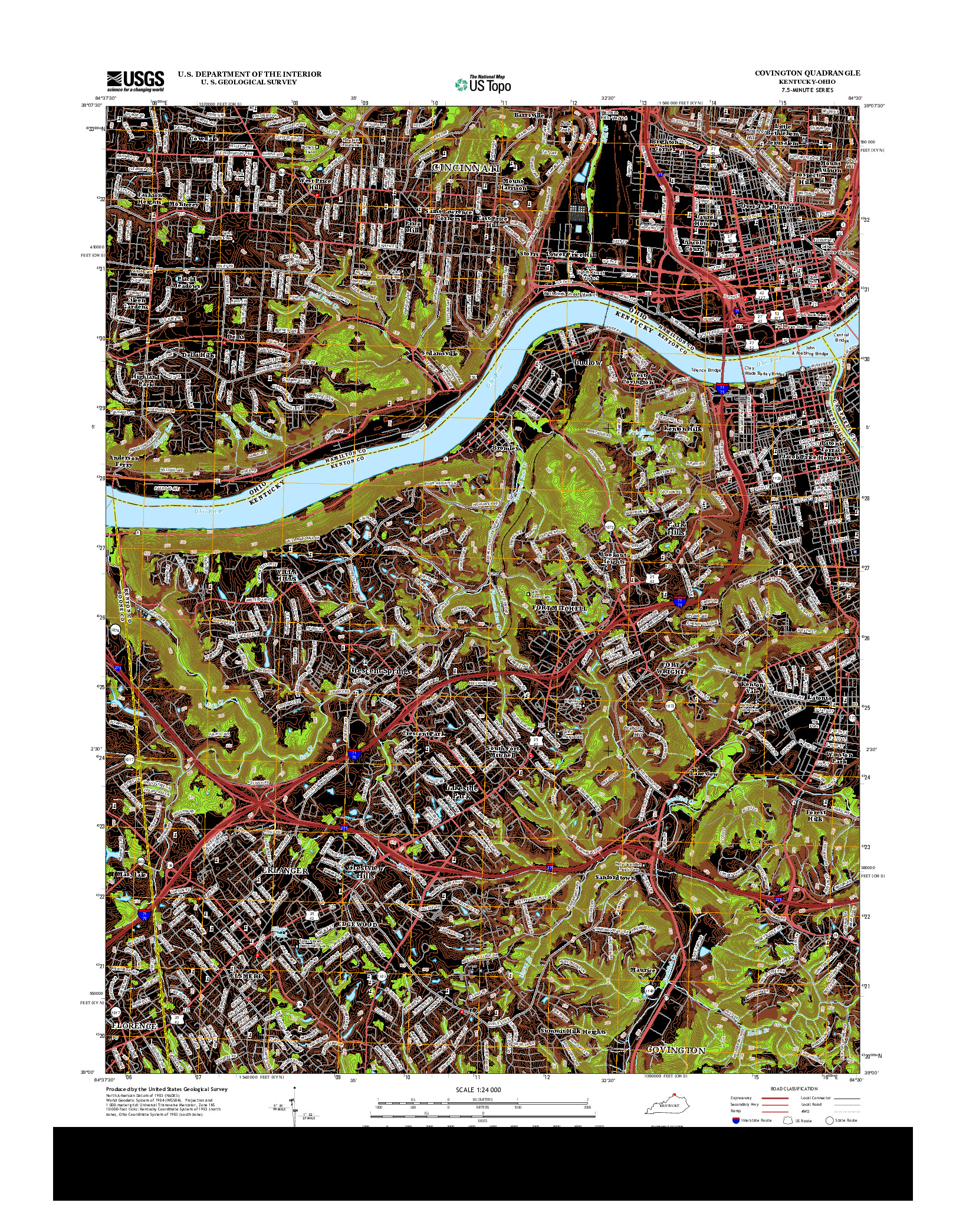 USGS US TOPO 7.5-MINUTE MAP FOR COVINGTON, KY-OH 2013