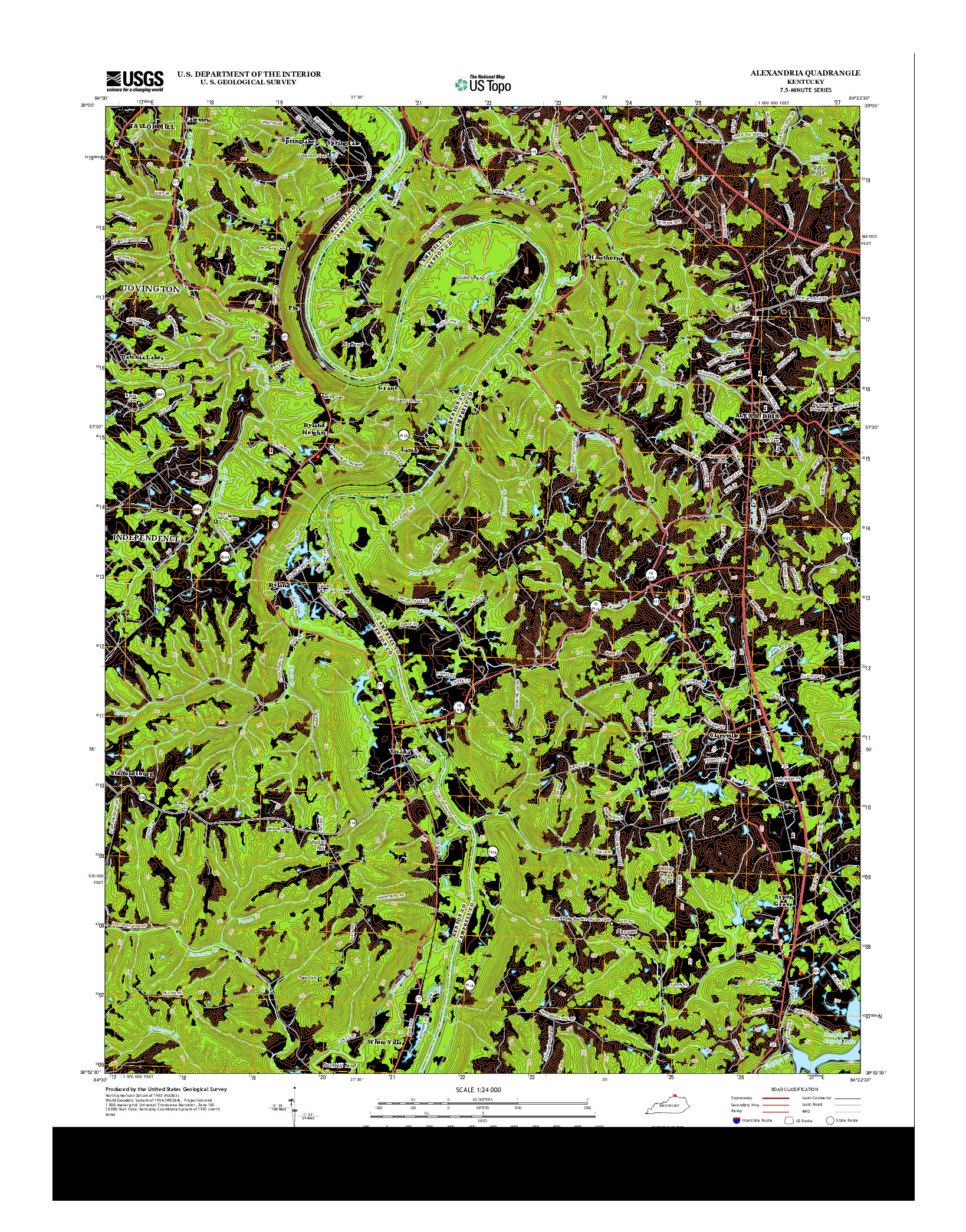 USGS US TOPO 7.5-MINUTE MAP FOR ALEXANDRIA, KY 2013