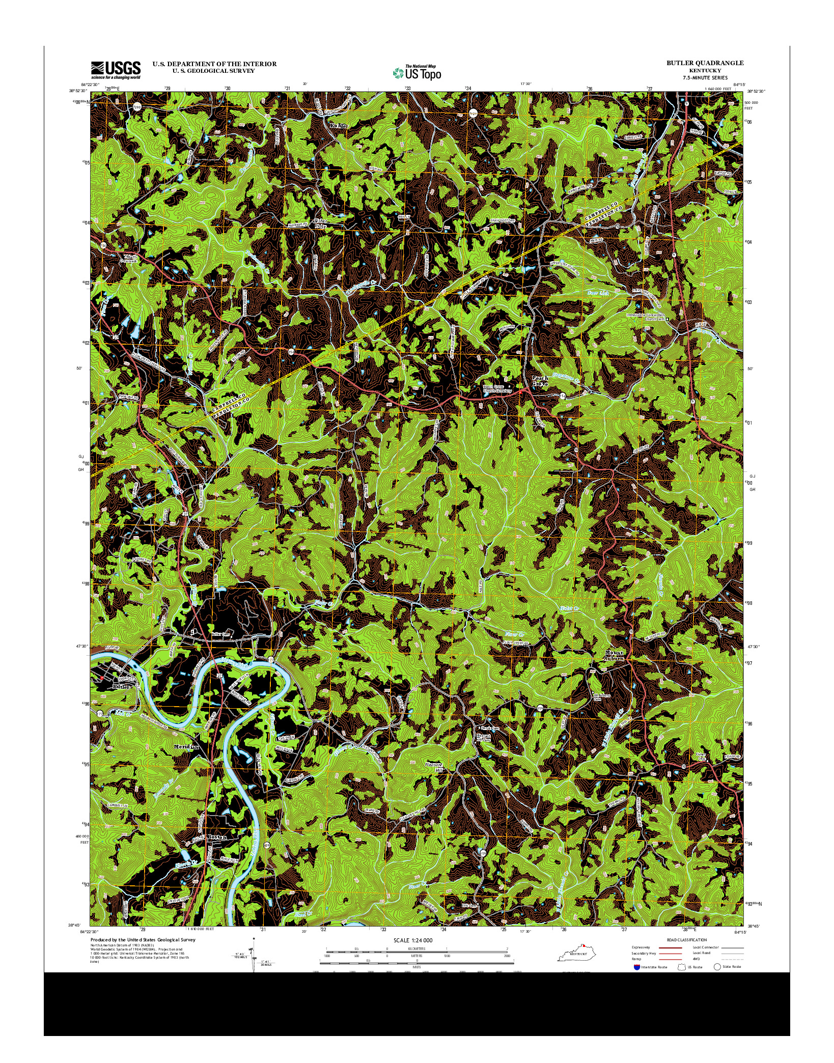 USGS US TOPO 7.5-MINUTE MAP FOR BUTLER, KY 2013