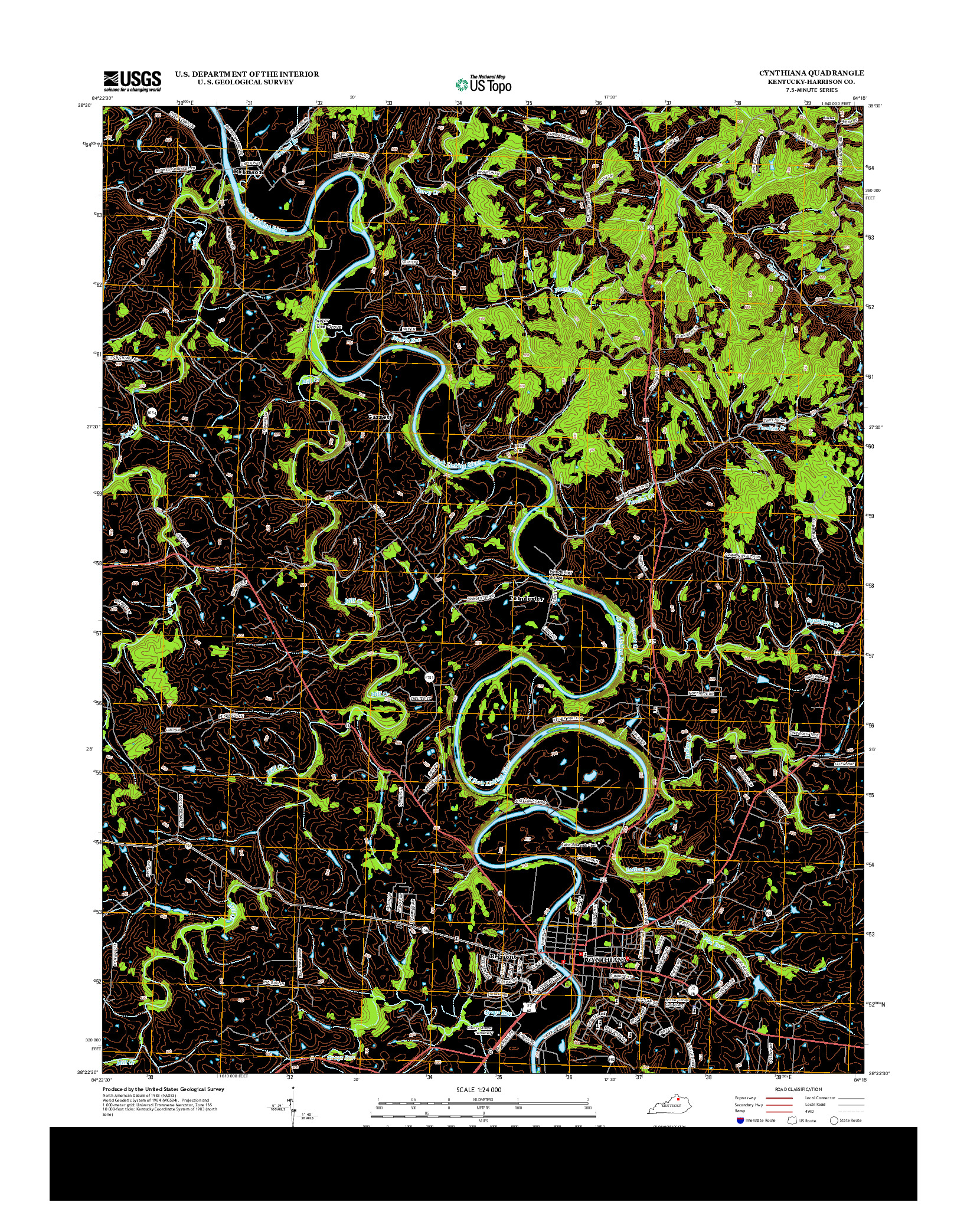 USGS US TOPO 7.5-MINUTE MAP FOR CYNTHIANA, KY 2013