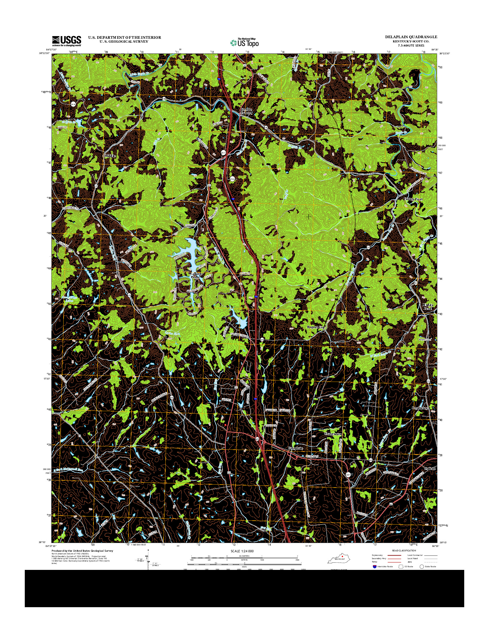 USGS US TOPO 7.5-MINUTE MAP FOR DELAPLAIN, KY 2013