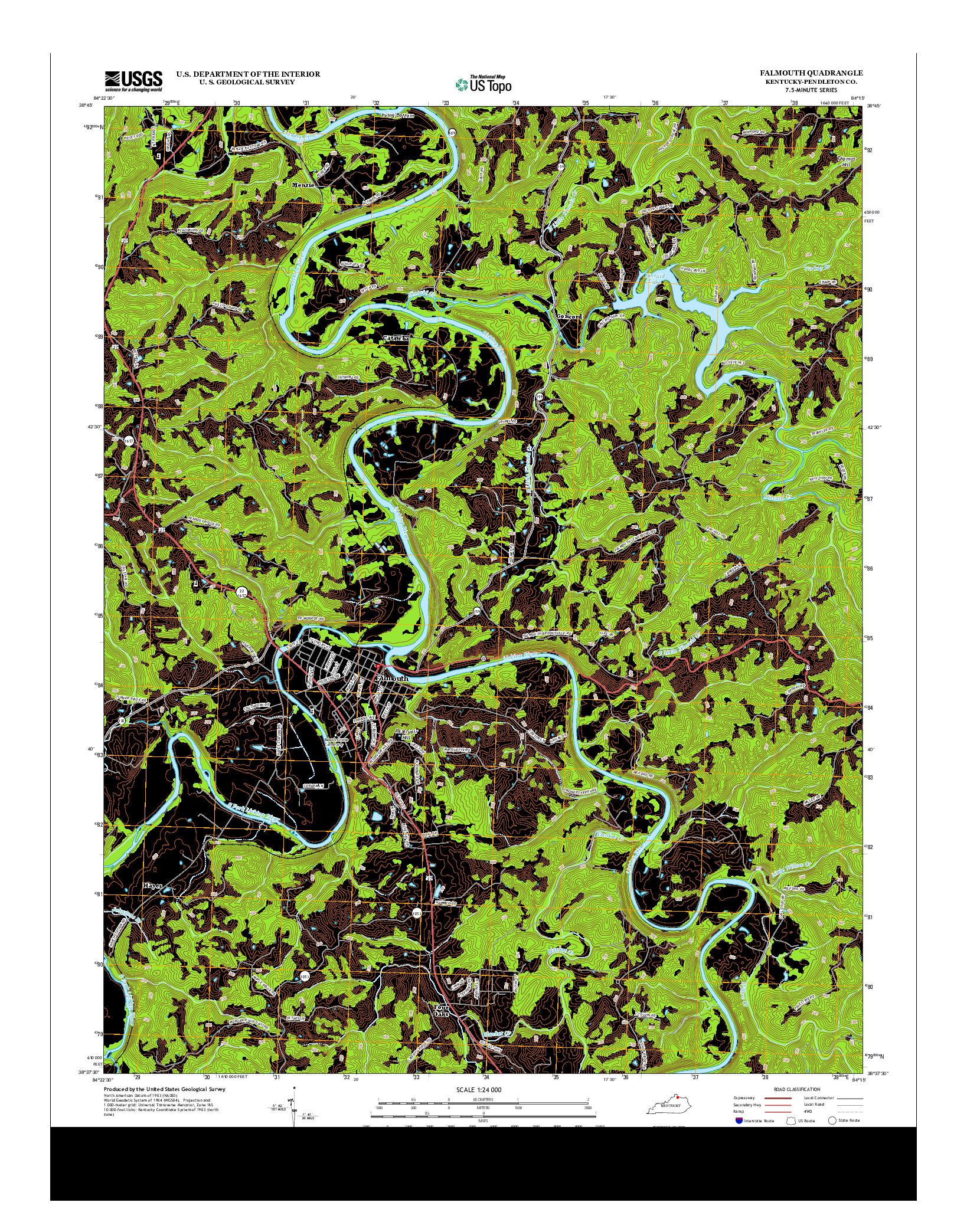 USGS US TOPO 7.5-MINUTE MAP FOR FALMOUTH, KY 2013