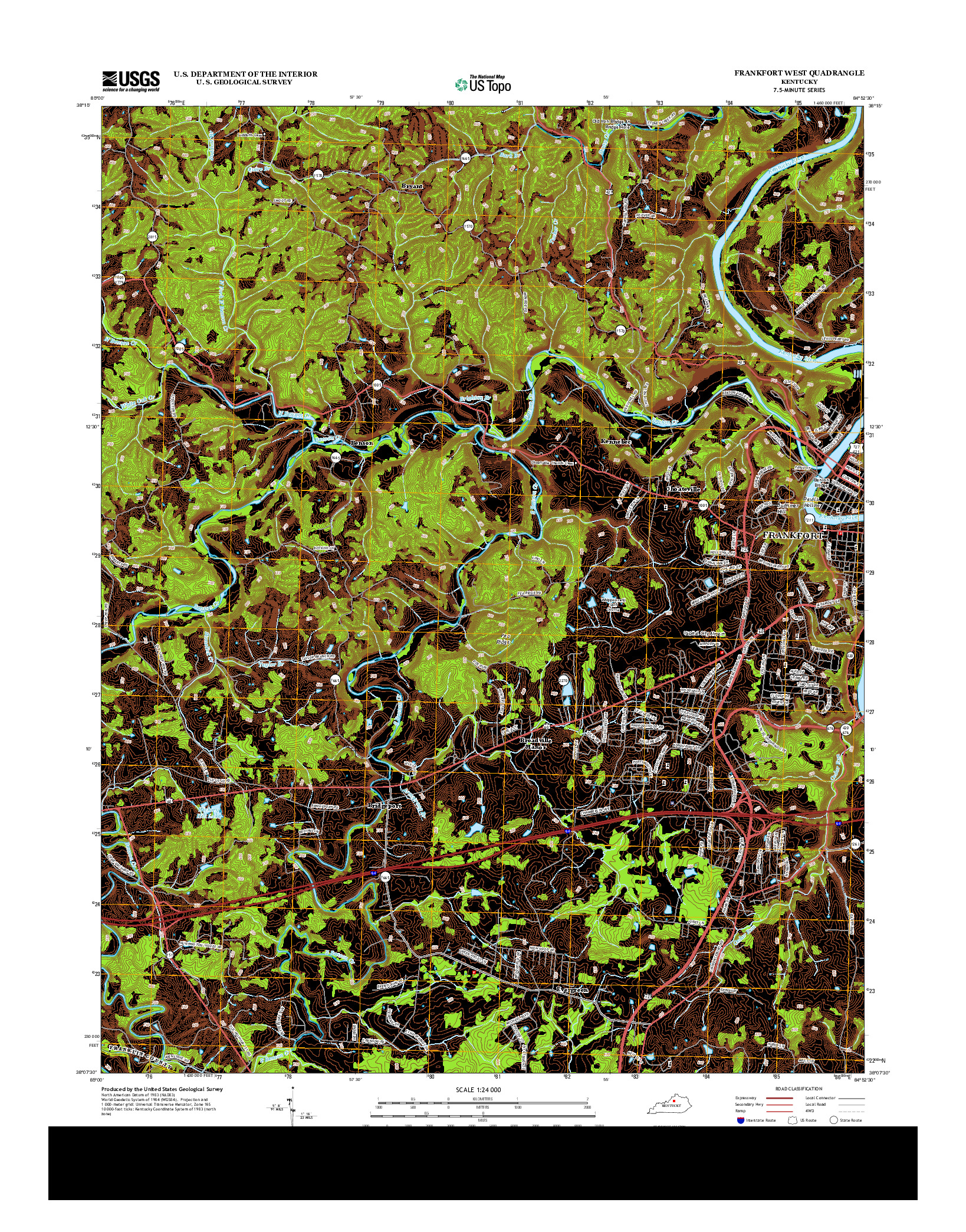 USGS US TOPO 7.5-MINUTE MAP FOR FRANKFORT WEST, KY 2013