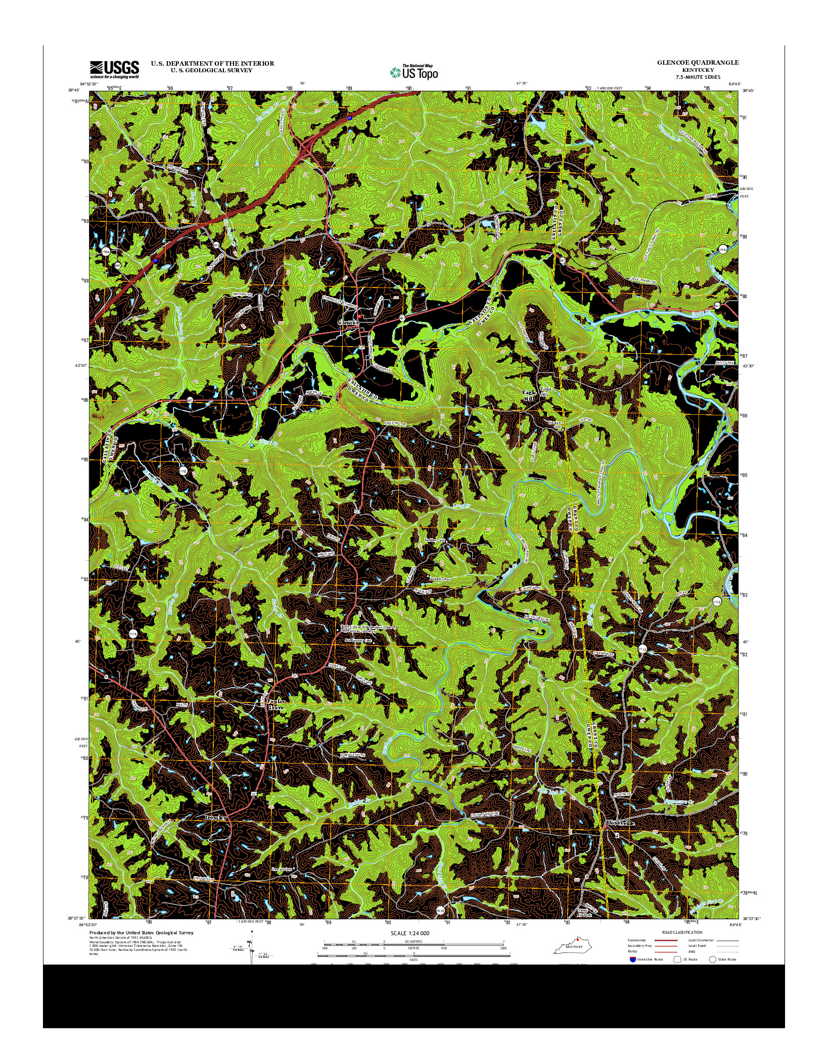 USGS US TOPO 7.5-MINUTE MAP FOR GLENCOE, KY 2013