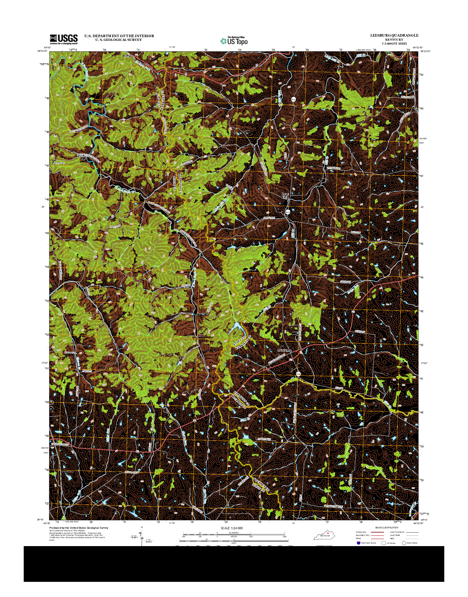 USGS US TOPO 7.5-MINUTE MAP FOR LEESBURG, KY 2013