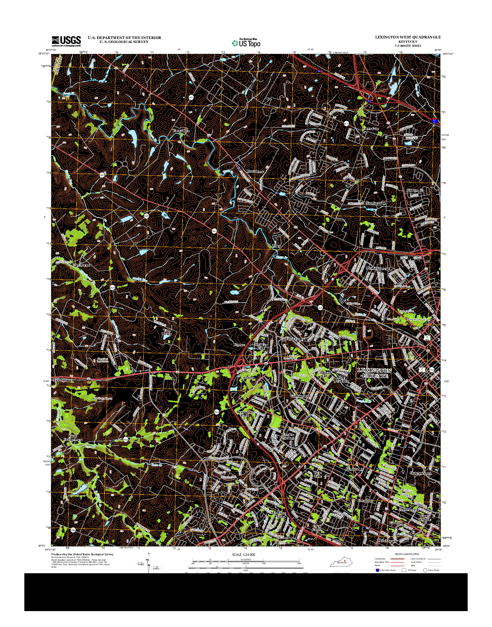 USGS US TOPO 7.5-MINUTE MAP FOR LEXINGTON WEST, KY 2013