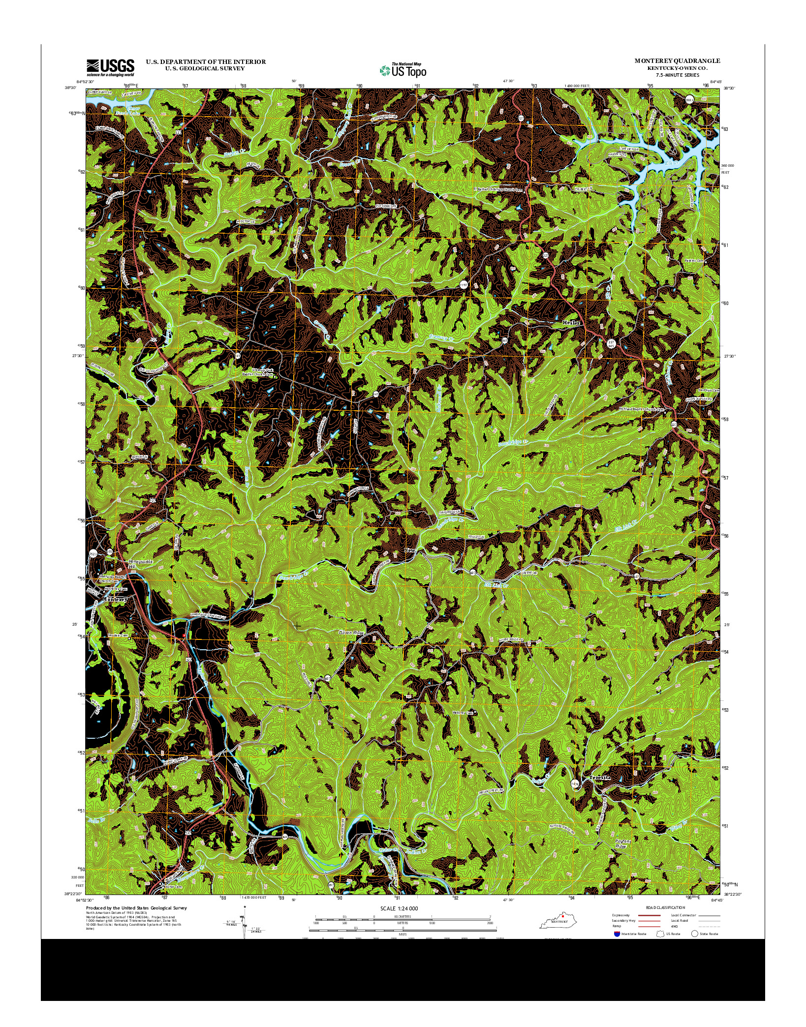 USGS US TOPO 7.5-MINUTE MAP FOR MONTEREY, KY 2013