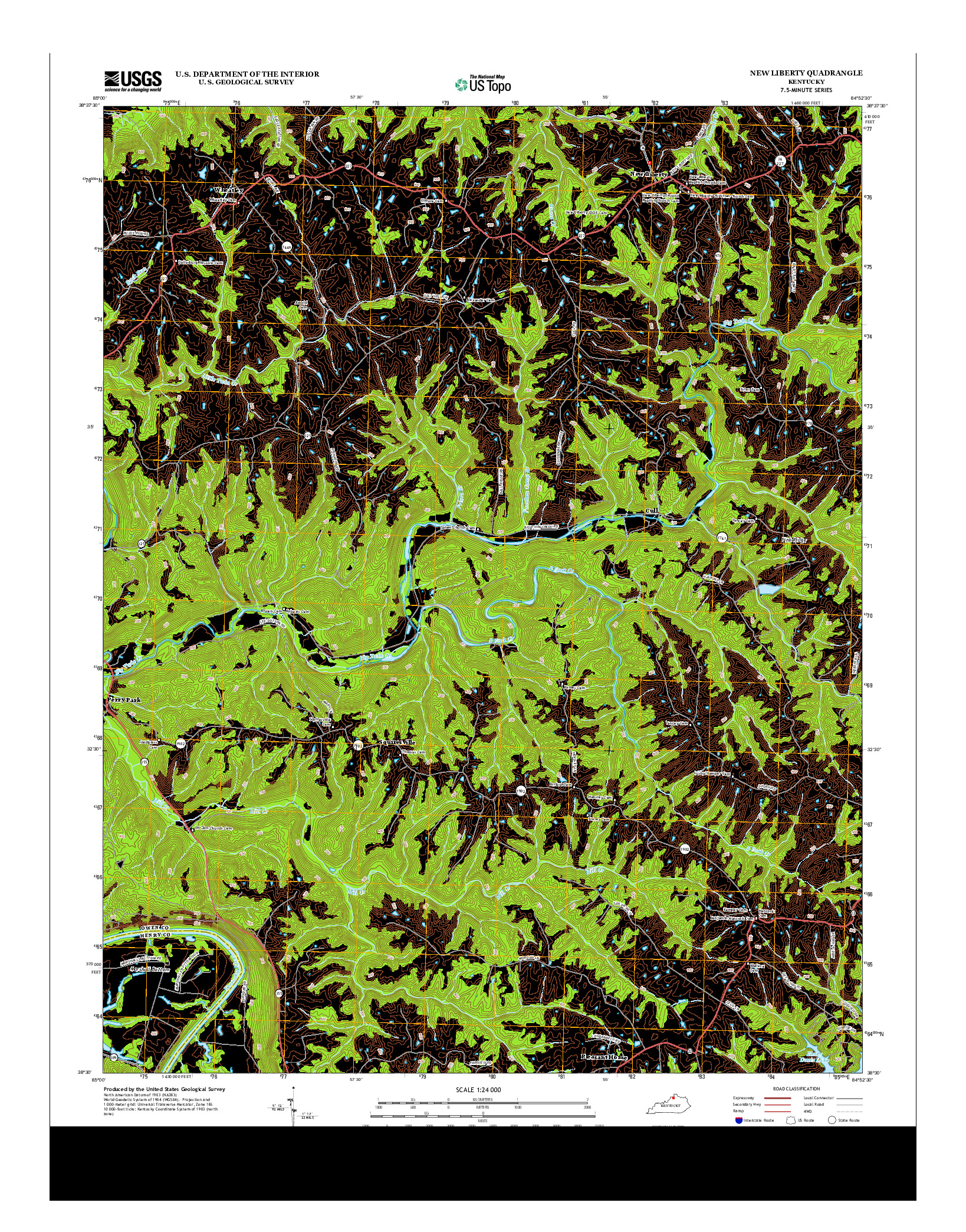 USGS US TOPO 7.5-MINUTE MAP FOR NEW LIBERTY, KY 2013