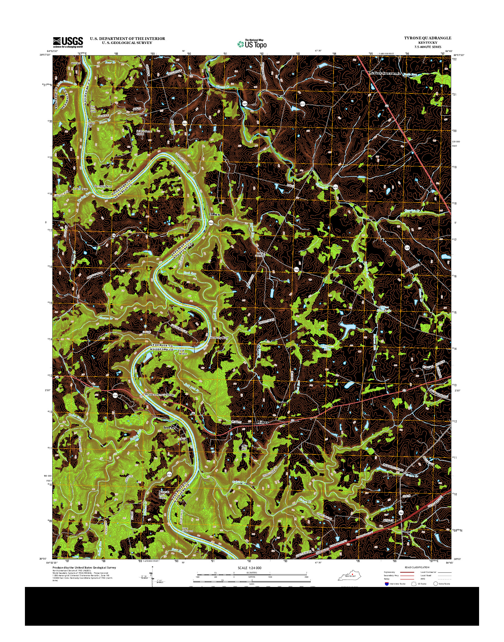 USGS US TOPO 7.5-MINUTE MAP FOR TYRONE, KY 2013