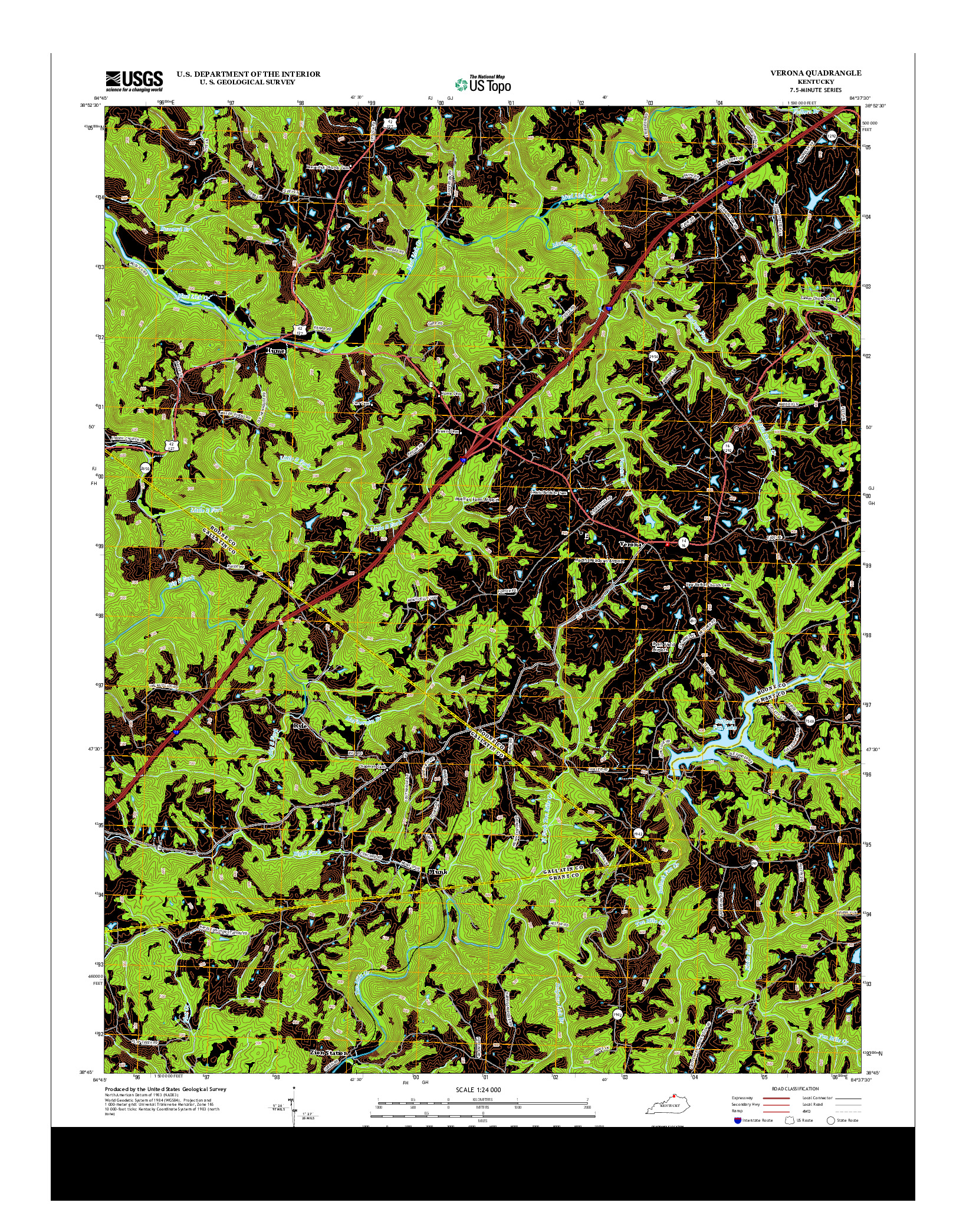 USGS US TOPO 7.5-MINUTE MAP FOR VERONA, KY 2013