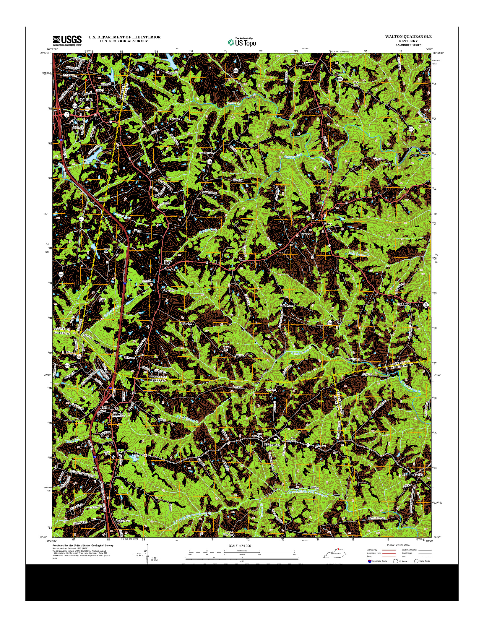 USGS US TOPO 7.5-MINUTE MAP FOR WALTON, KY 2013