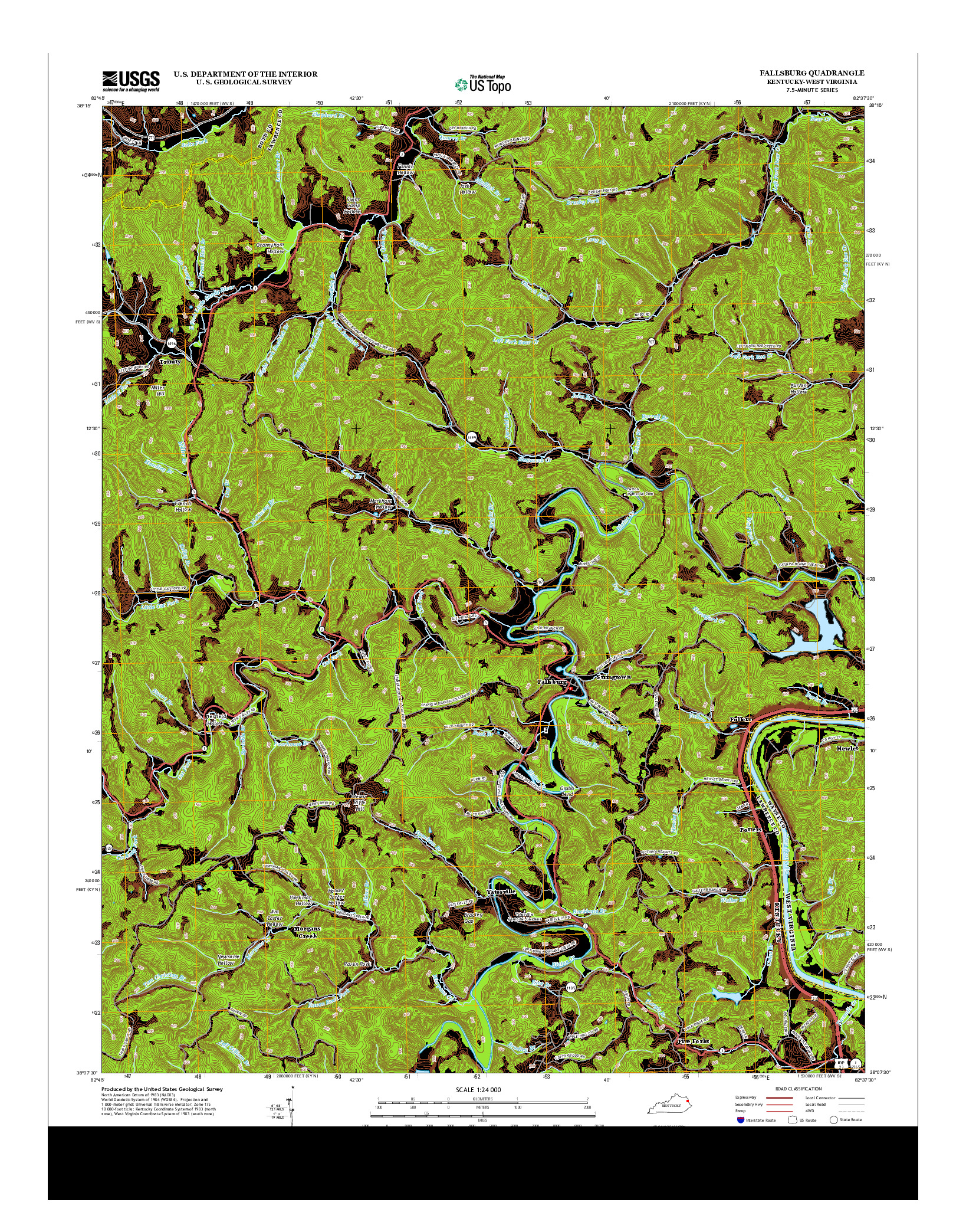 USGS US TOPO 7.5-MINUTE MAP FOR FALLSBURG, KY-WV 2013