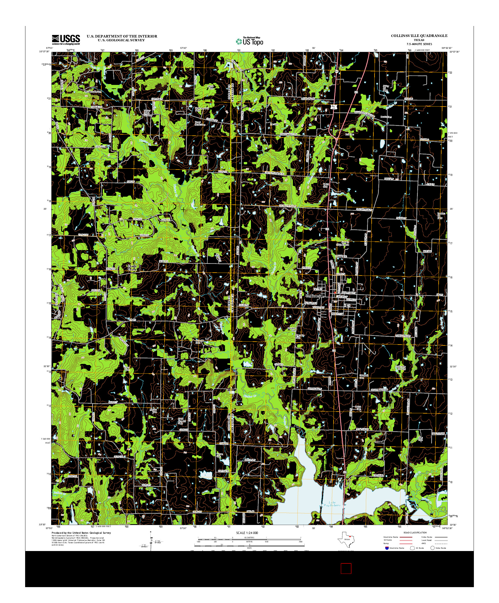 USGS US TOPO 7.5-MINUTE MAP FOR COLLINSVILLE, TX 2013