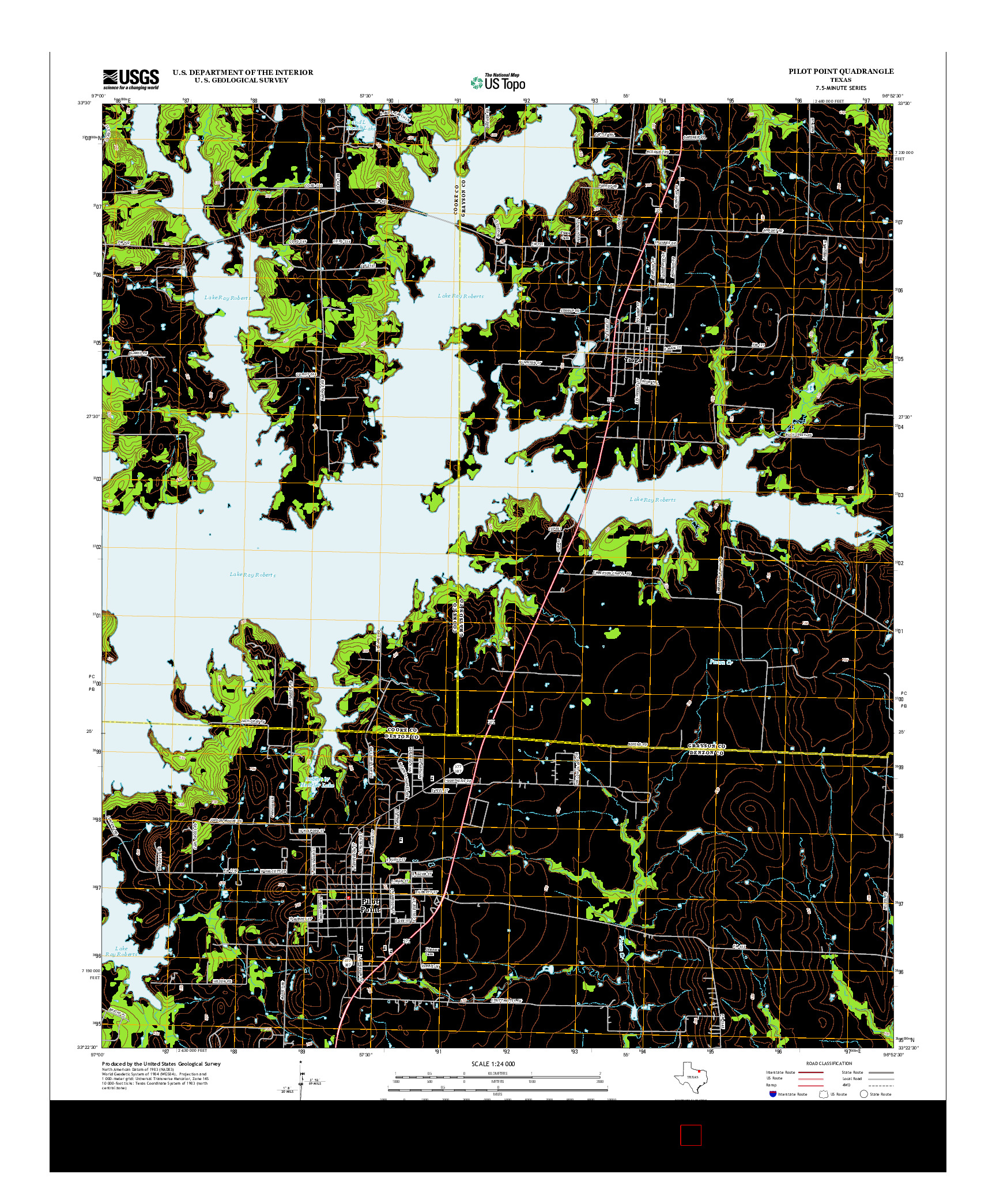 USGS US TOPO 7.5-MINUTE MAP FOR PILOT POINT, TX 2013