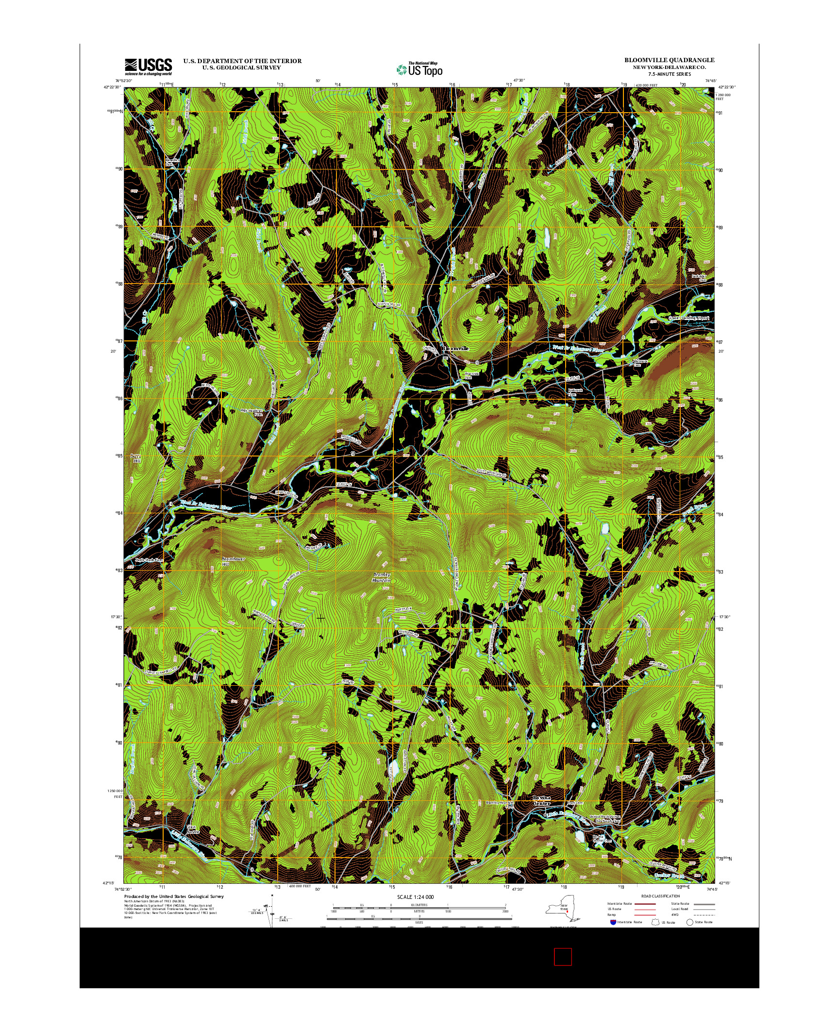 USGS US TOPO 7.5-MINUTE MAP FOR BLOOMVILLE, NY 2013
