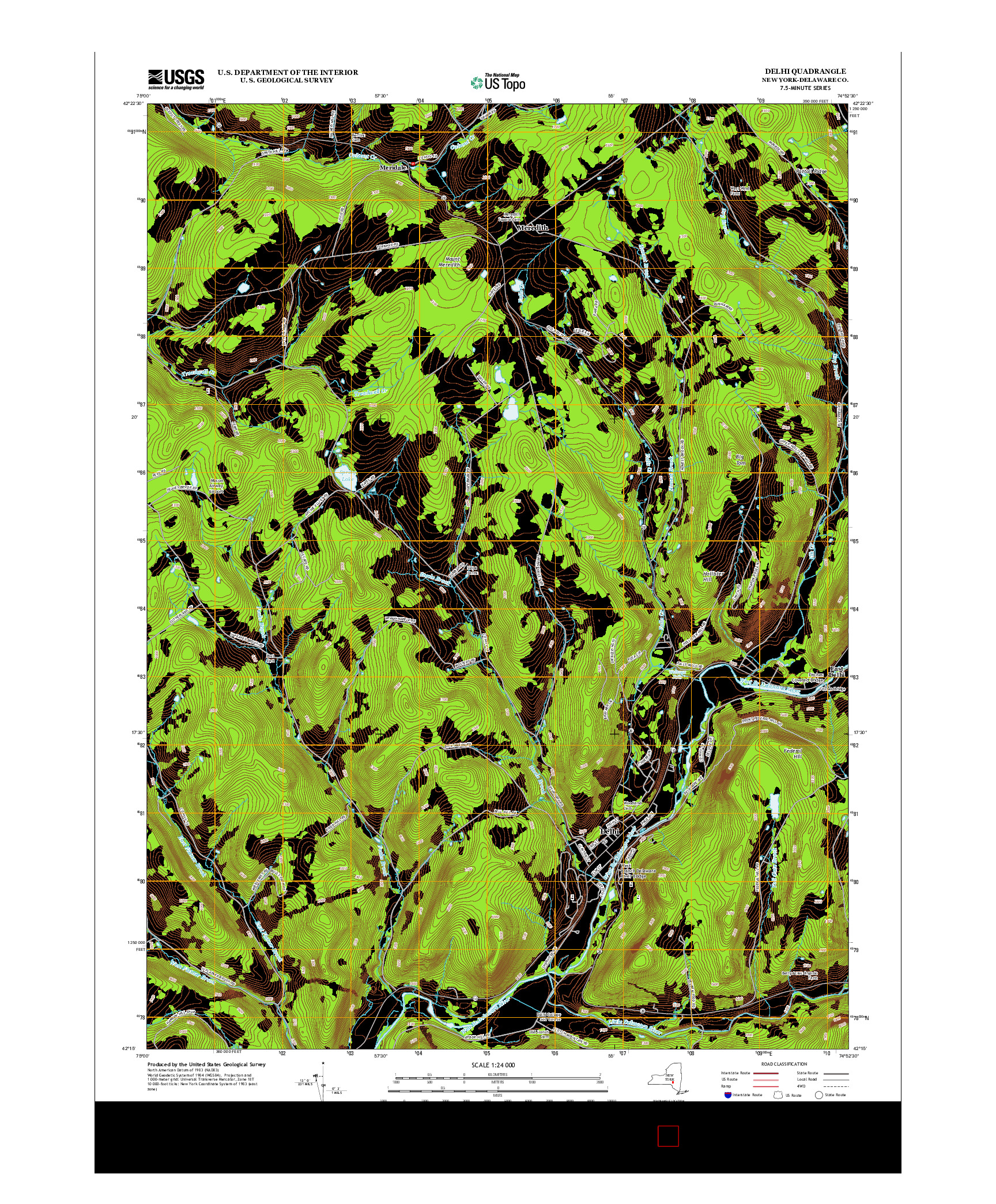 USGS US TOPO 7.5-MINUTE MAP FOR DELHI, NY 2013