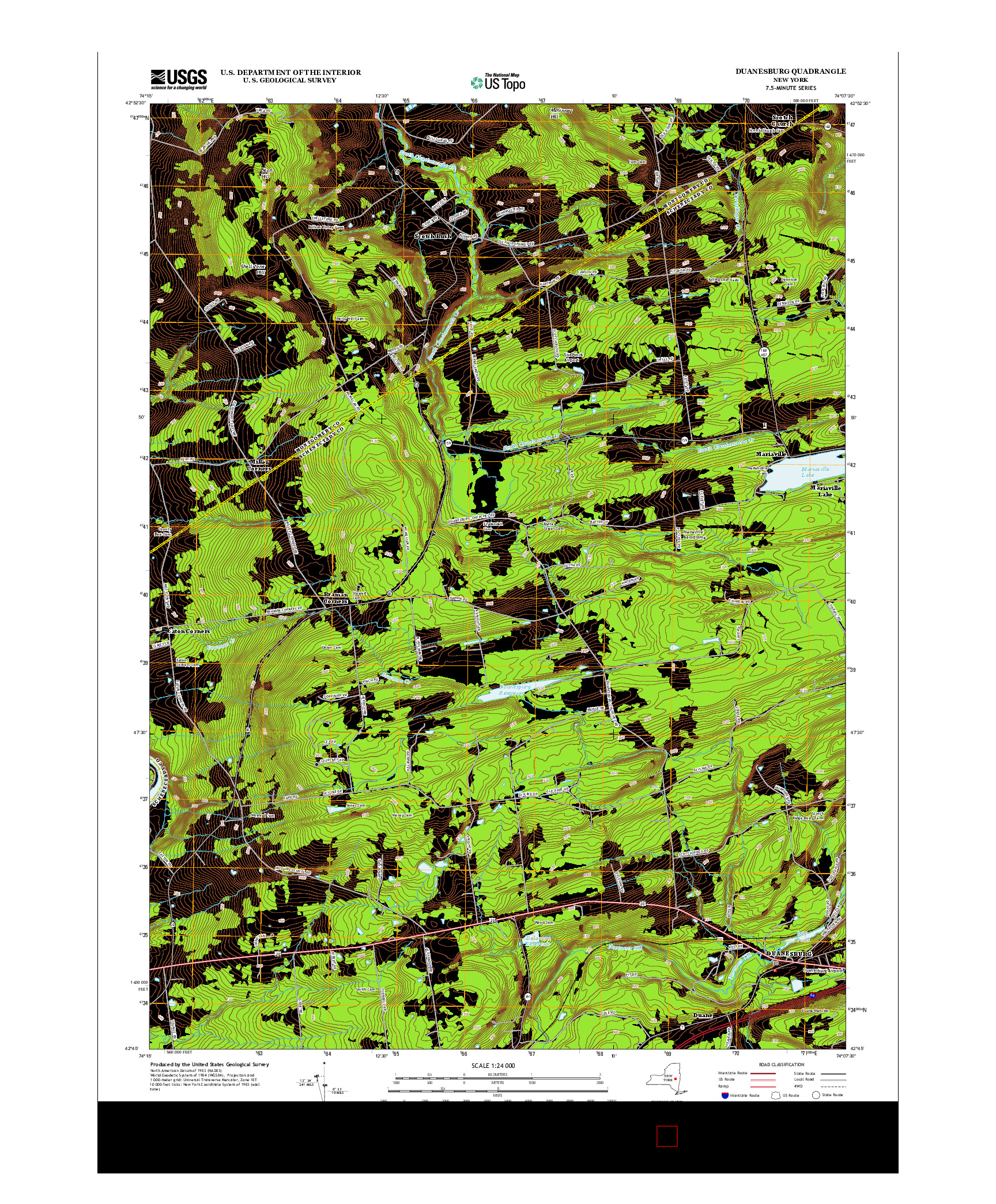 USGS US TOPO 7.5-MINUTE MAP FOR DUANESBURG, NY 2013
