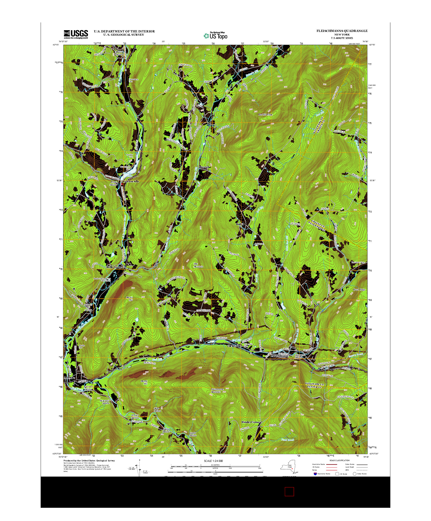 USGS US TOPO 7.5-MINUTE MAP FOR FLEISCHMANNS, NY 2013