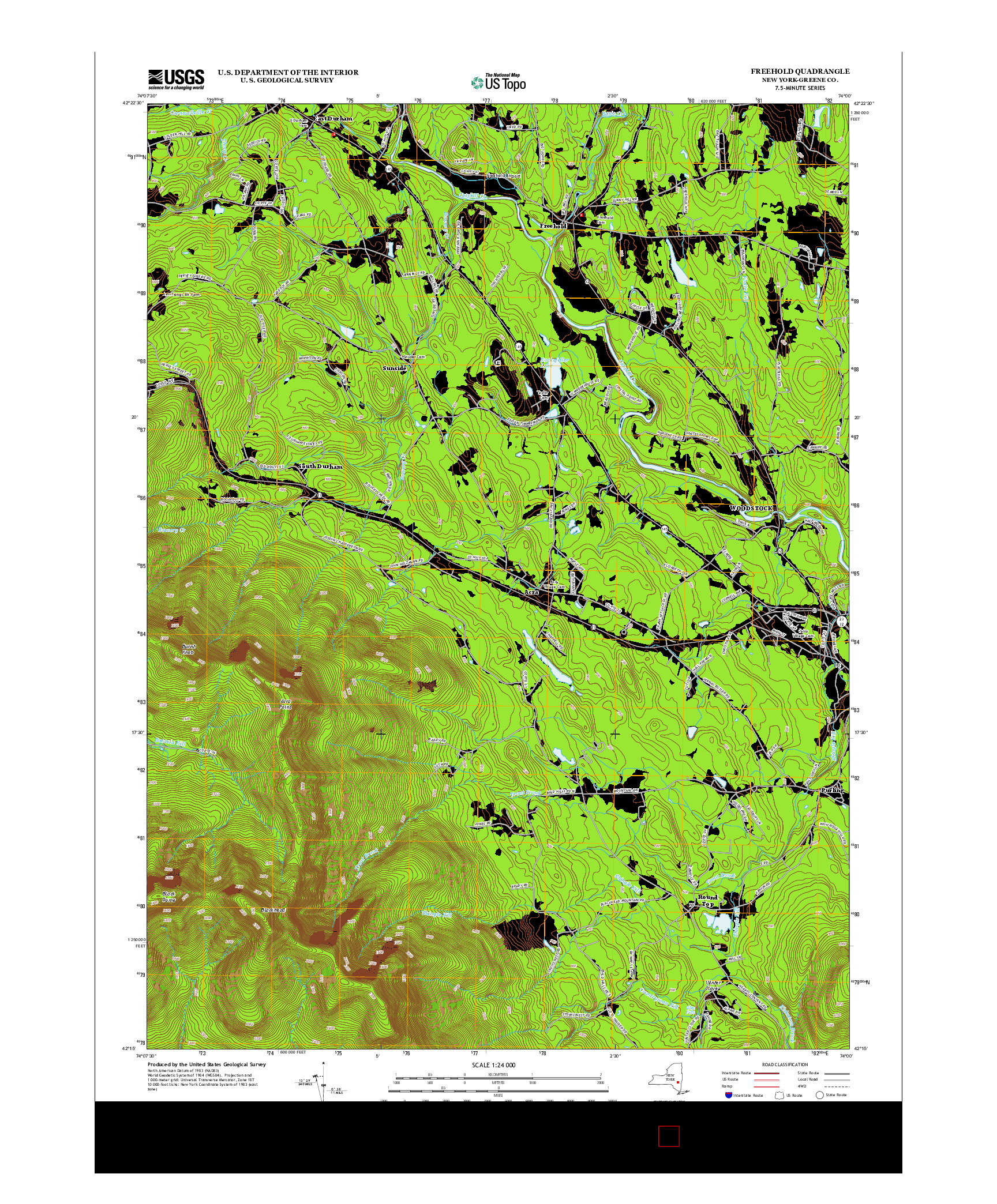 USGS US TOPO 7.5-MINUTE MAP FOR FREEHOLD, NY 2013