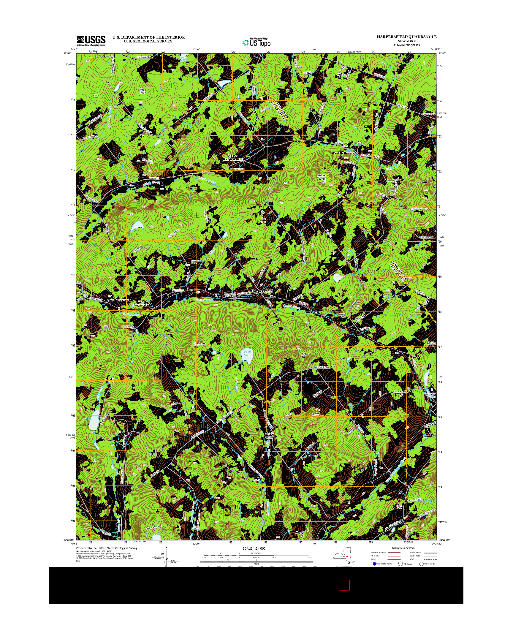 USGS US TOPO 7.5-MINUTE MAP FOR HARPERSFIELD, NY 2013