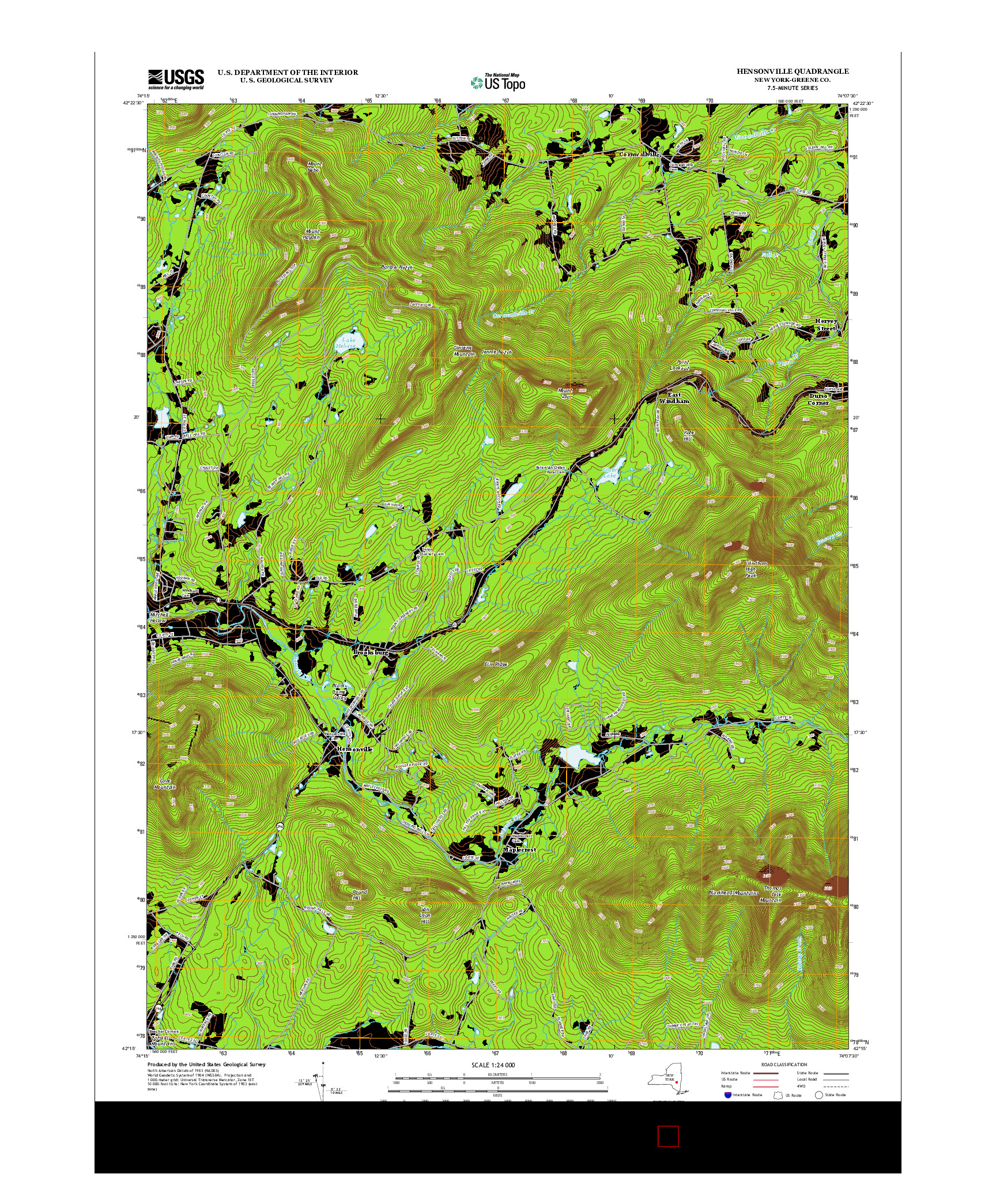 USGS US TOPO 7.5-MINUTE MAP FOR HENSONVILLE, NY 2013