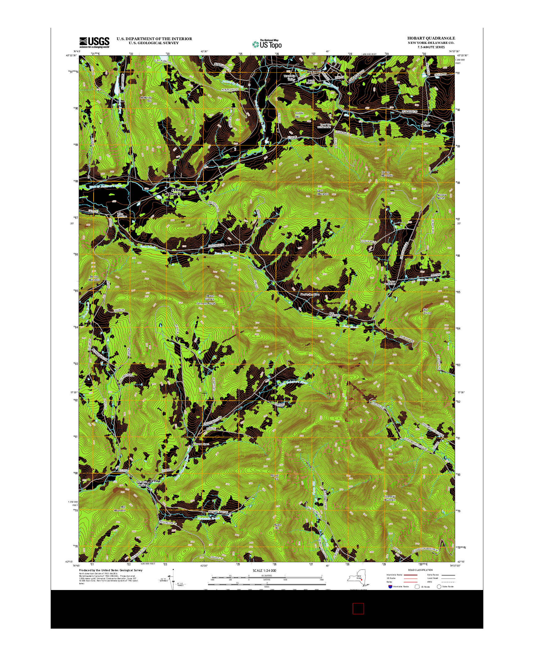 USGS US TOPO 7.5-MINUTE MAP FOR HOBART, NY 2013